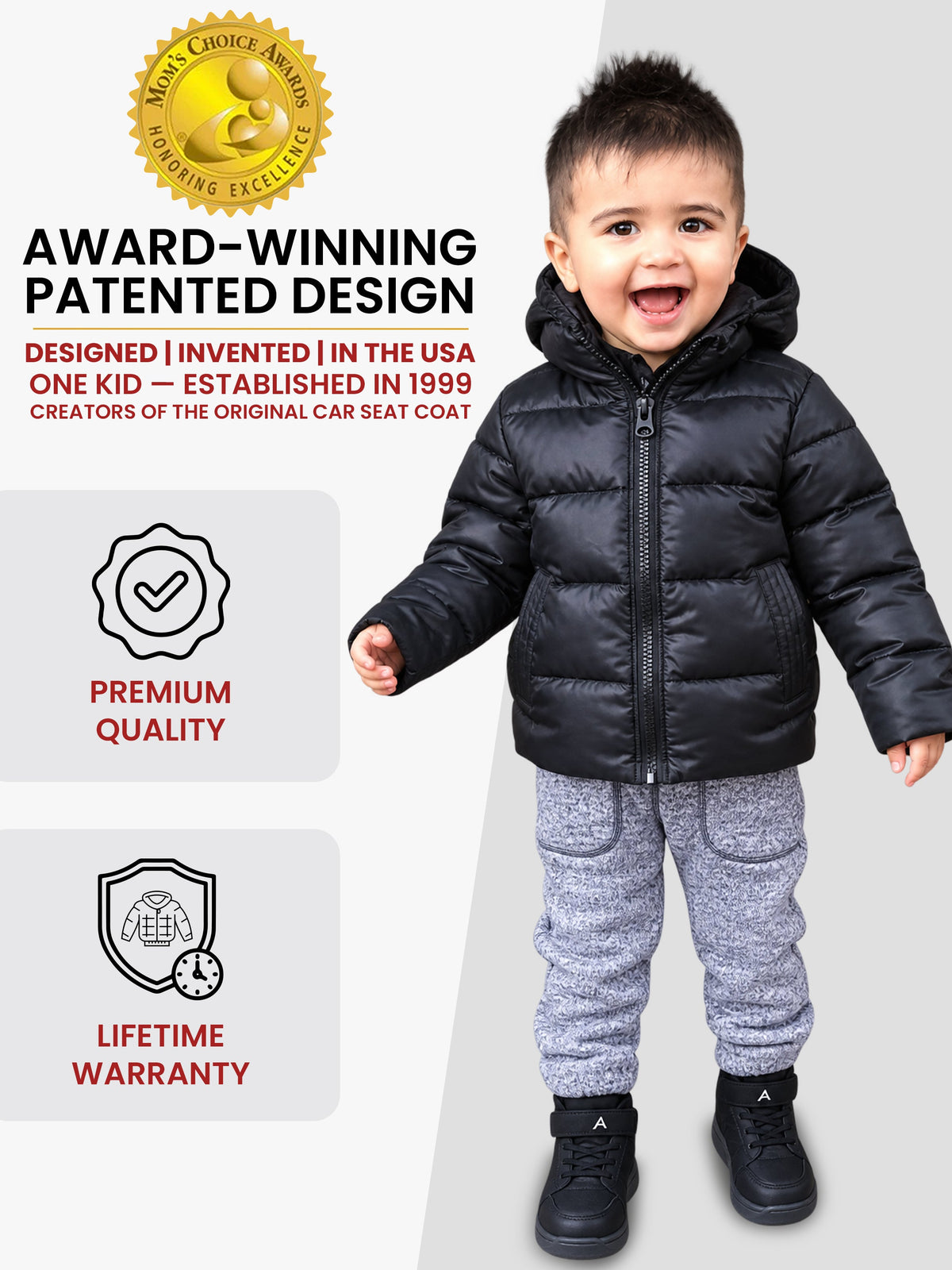 Car Seat Coat | The Road Coat Down - Black