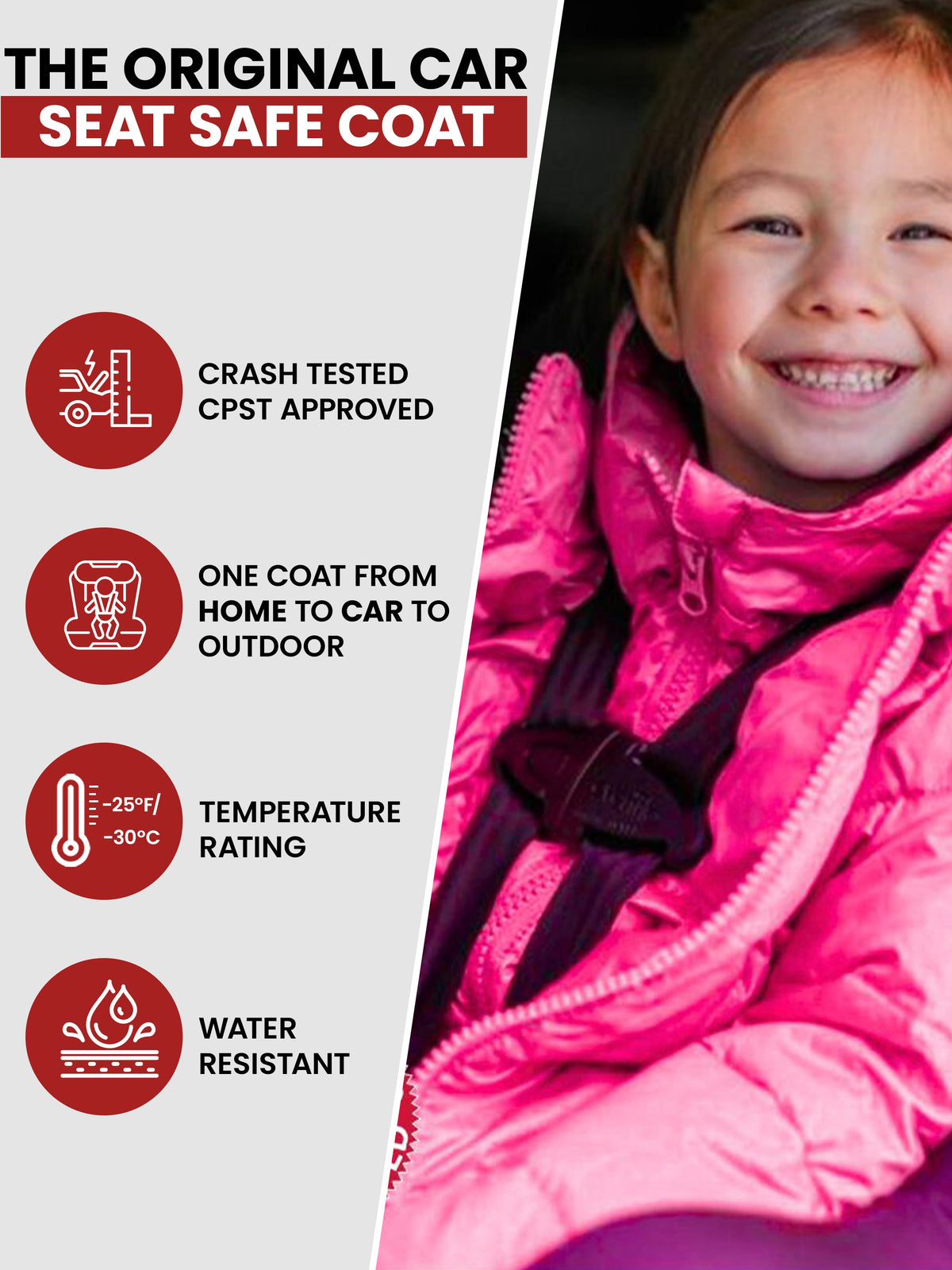 Car Seat Coat | The Road Coat Down - Fuchsia