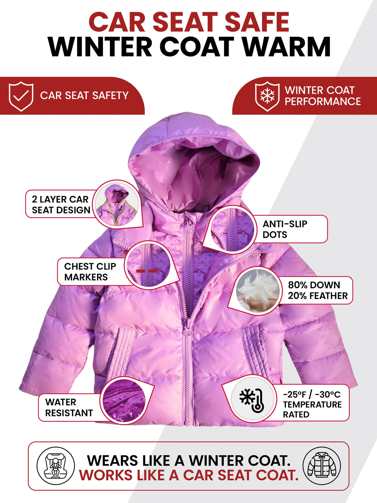 Car Seat Coat | The Road Coat Down - Lilac
