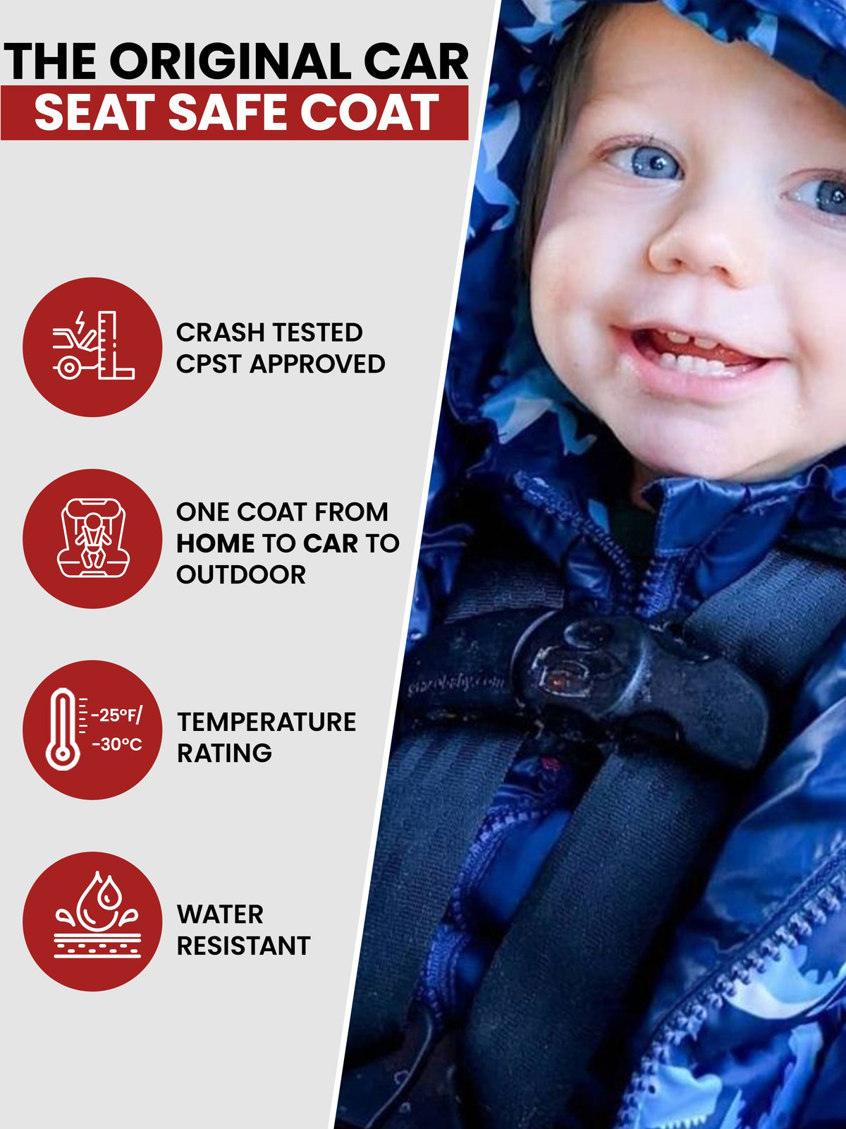 Car Seat Coat | The Road Coat Down - Navy Raptor Print
