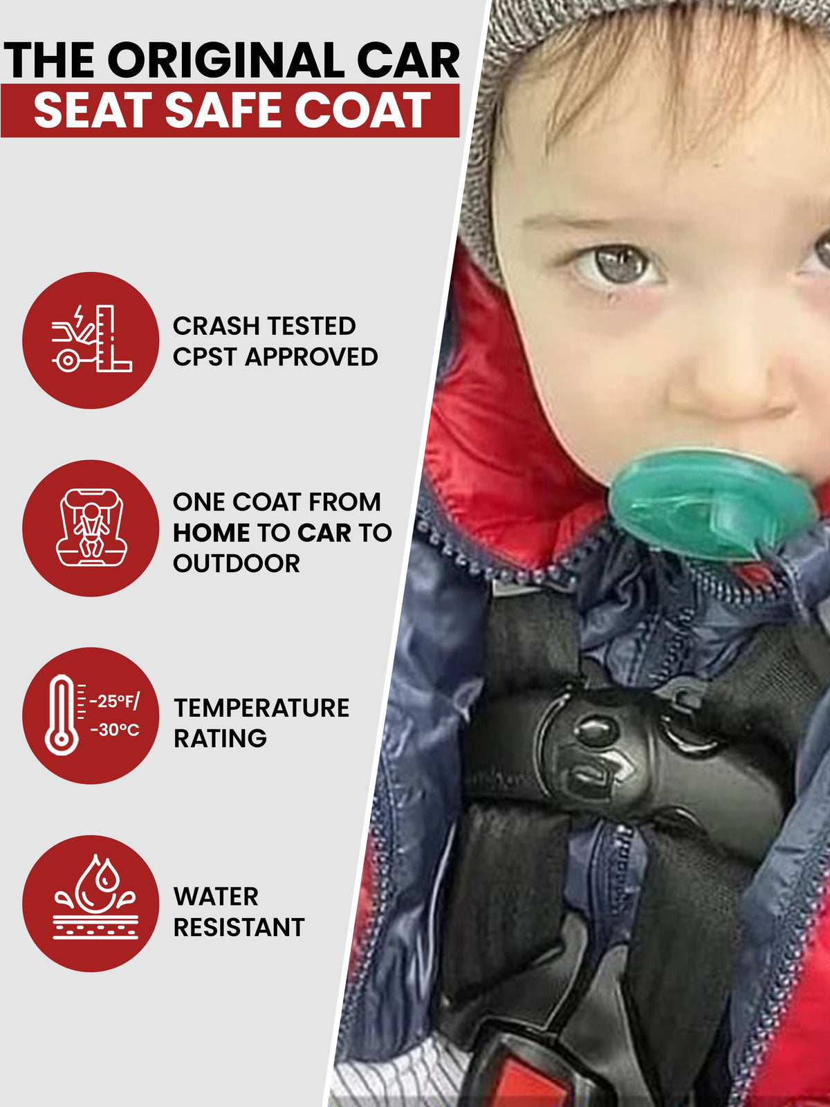 Car Seat Coat | The Road Coat Down - Navy/red