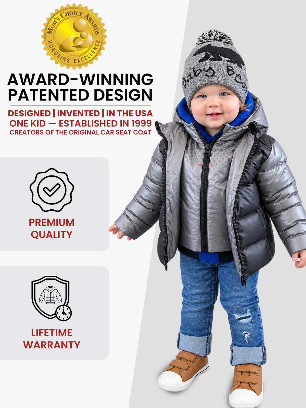 Car Seat Coat | The Road Coat Down - Platinum