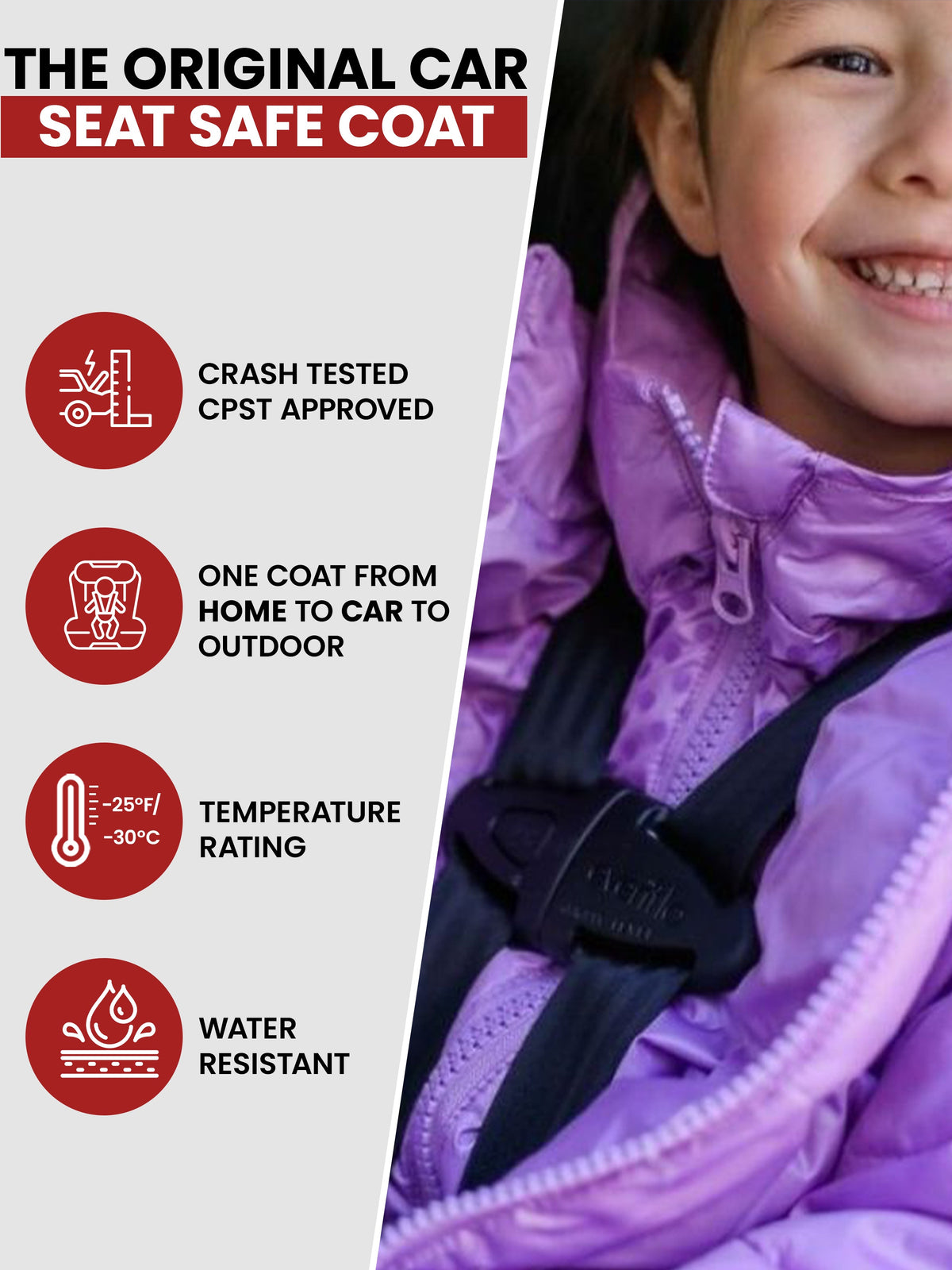 Car Seat Coat | The Road Coat Down - Lilac/plum