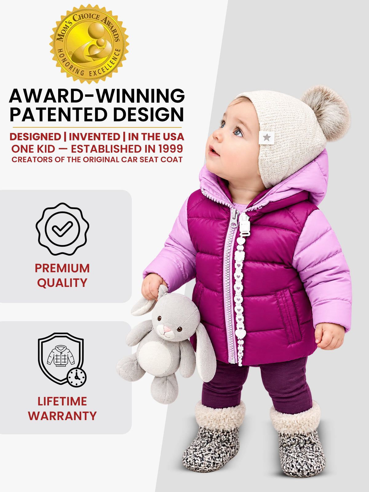 Car Seat Coat | The Road Coat Down - Lilac/plum