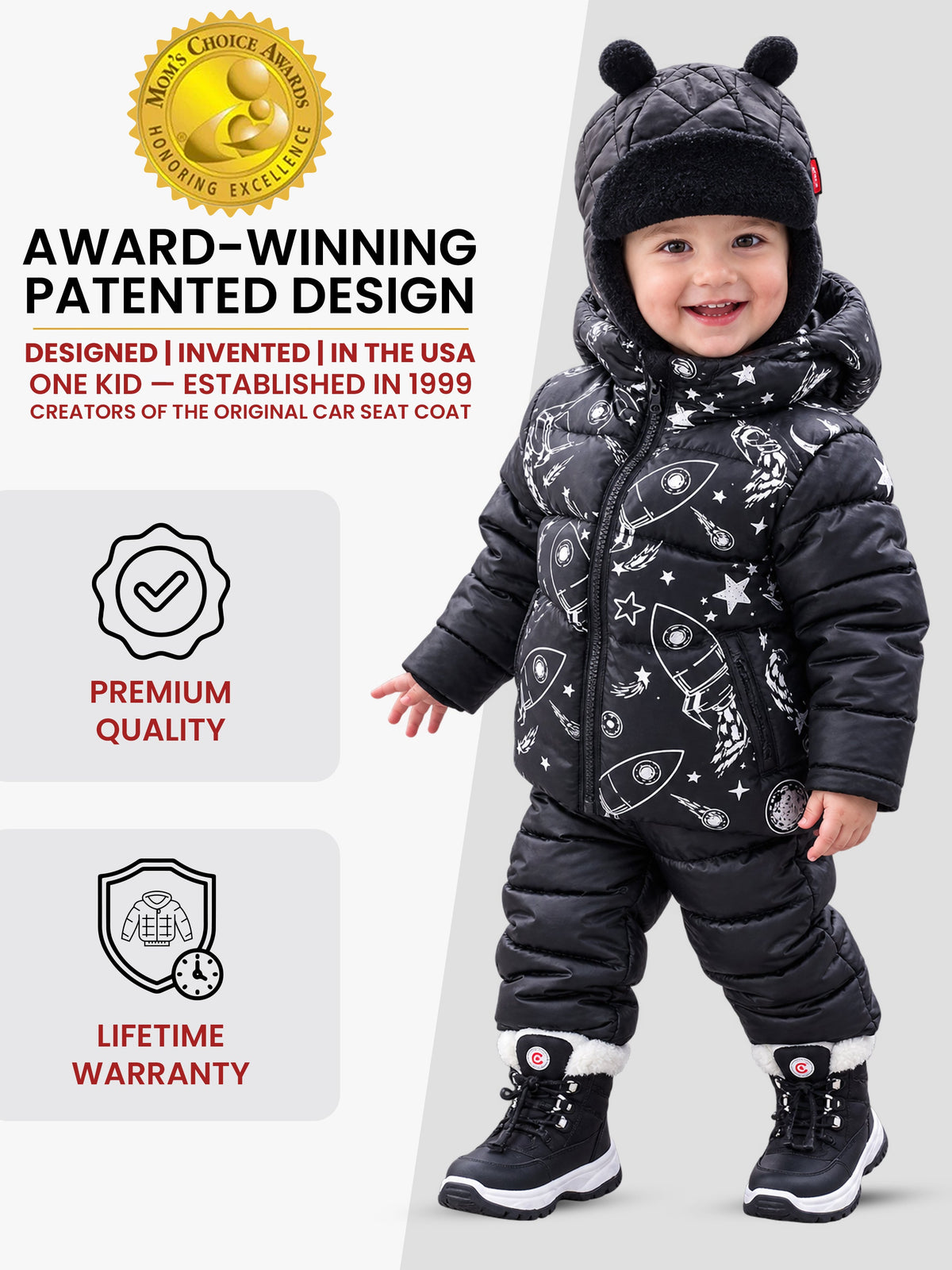 Car Seat Coat | The Road Coat Down - Rocketship Print
