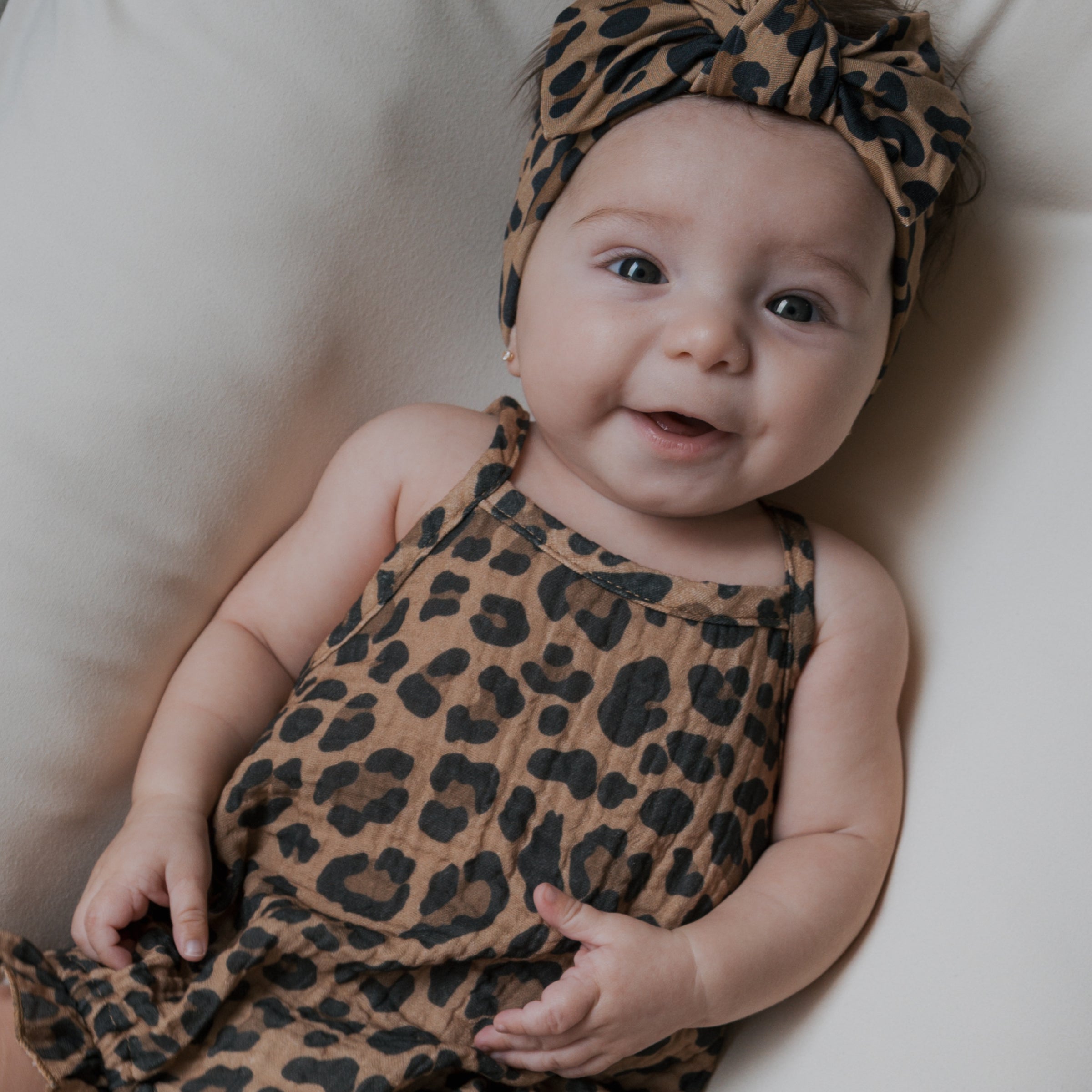 Muslin Sleeveless Tank Romper | Leopard