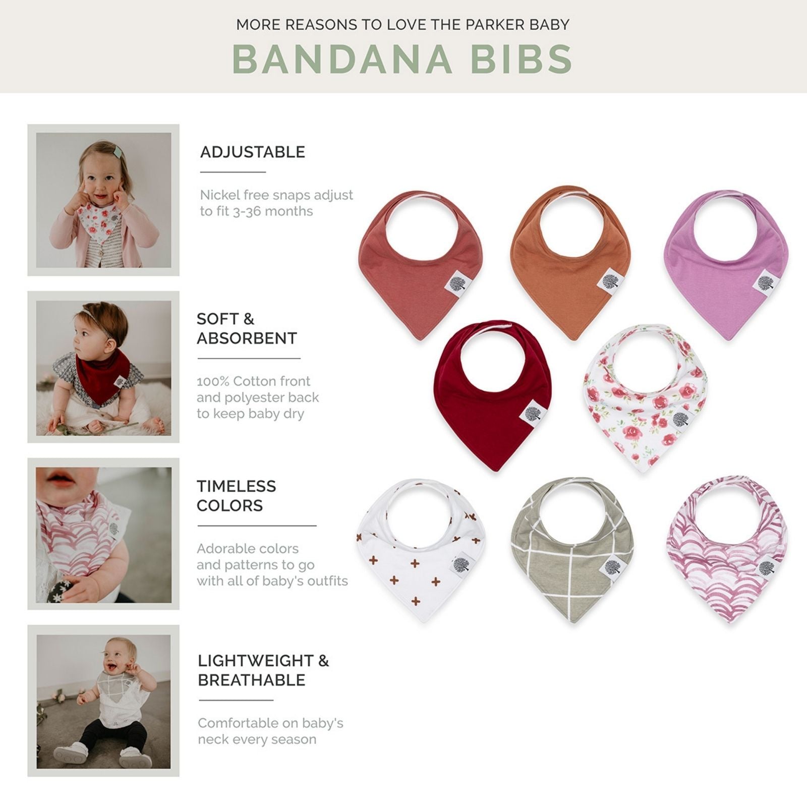 Rose Bandana Bib Set (8 Pack)