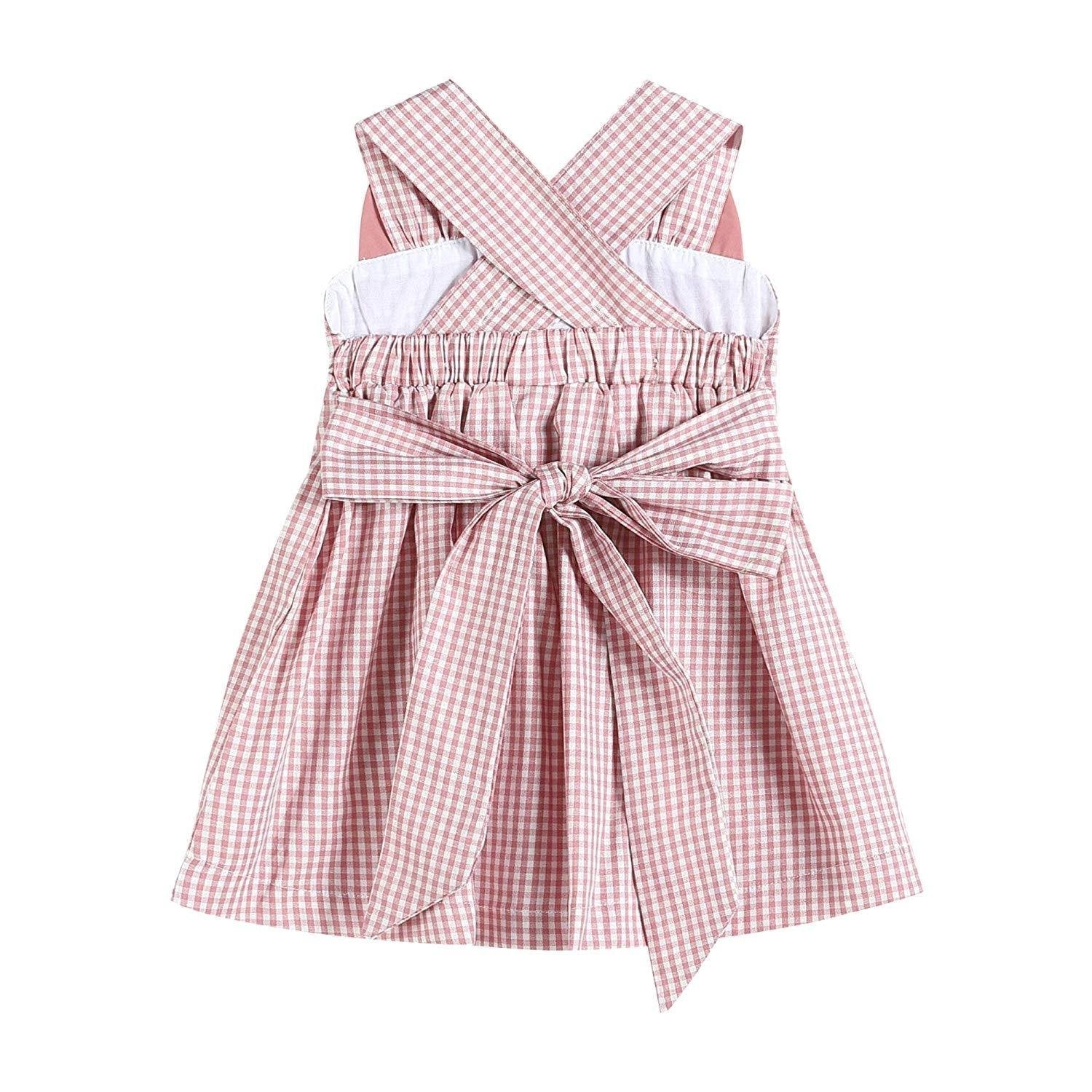 Rose Gingham Little Piggy Sleeveless A-line Dress