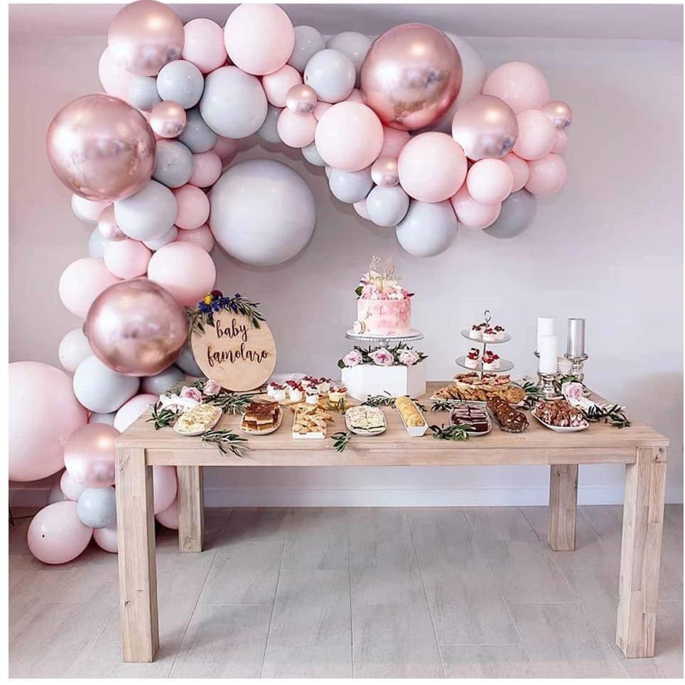 Pink, Gray & Rose Gold Balloon Garland Kit