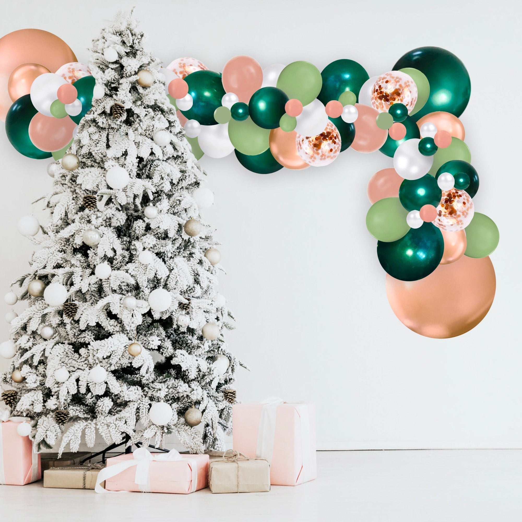 Rose Gold & Sage Christmas Balloon Garland Kit