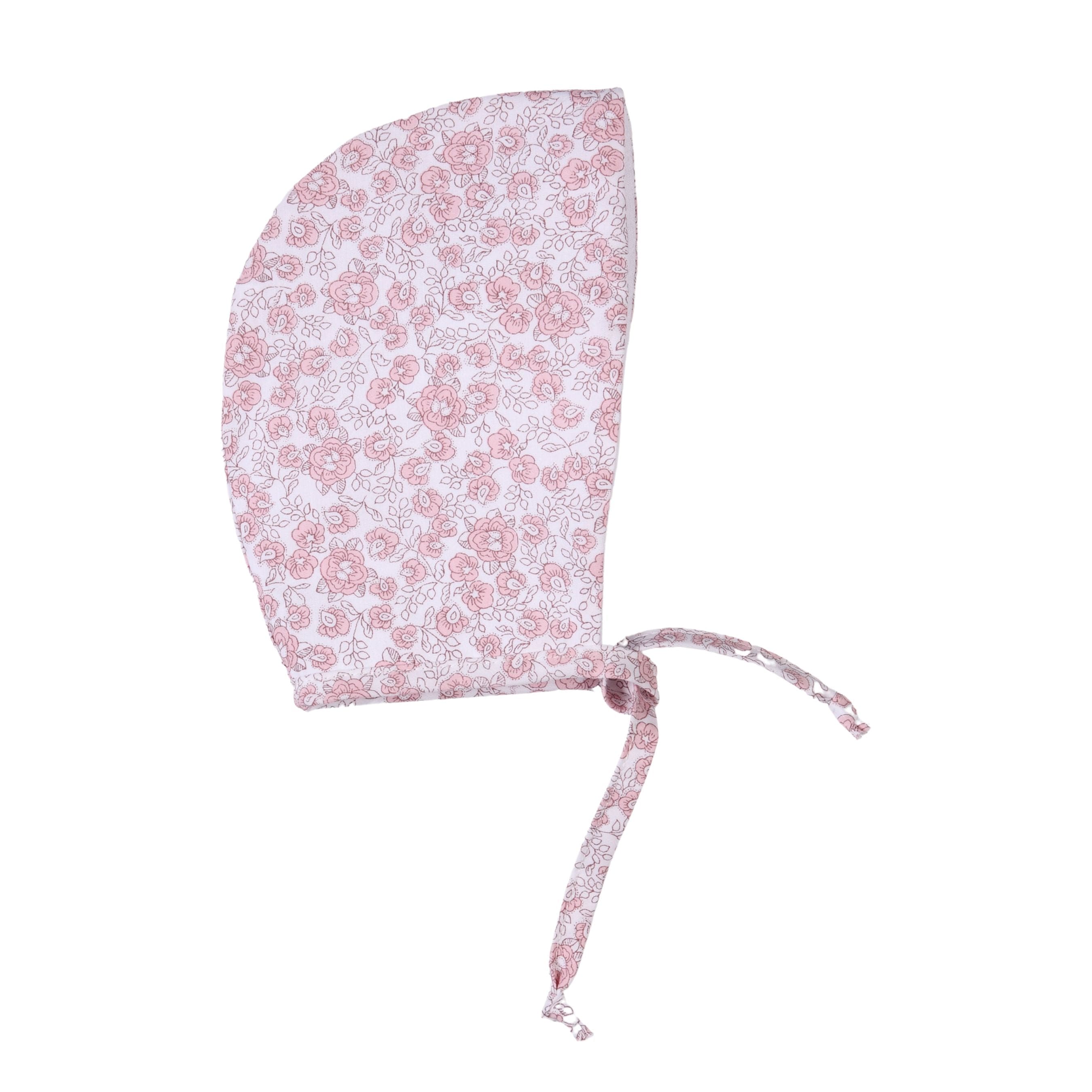 Rose Sweet | Girls Pink Floral Cotton Bonnet