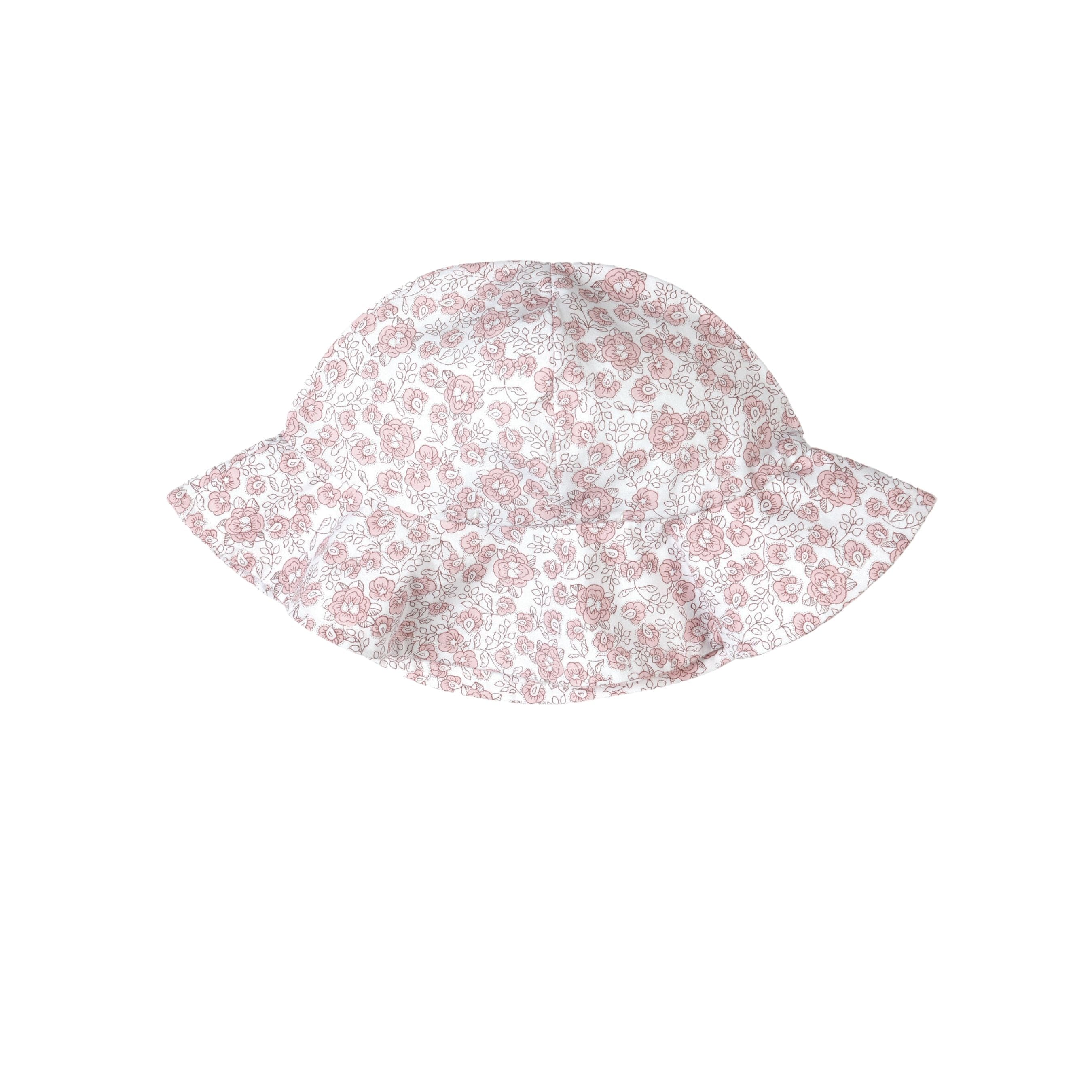 Rose Sweet | Girls Pink Floral Print Cotton Sun Hat