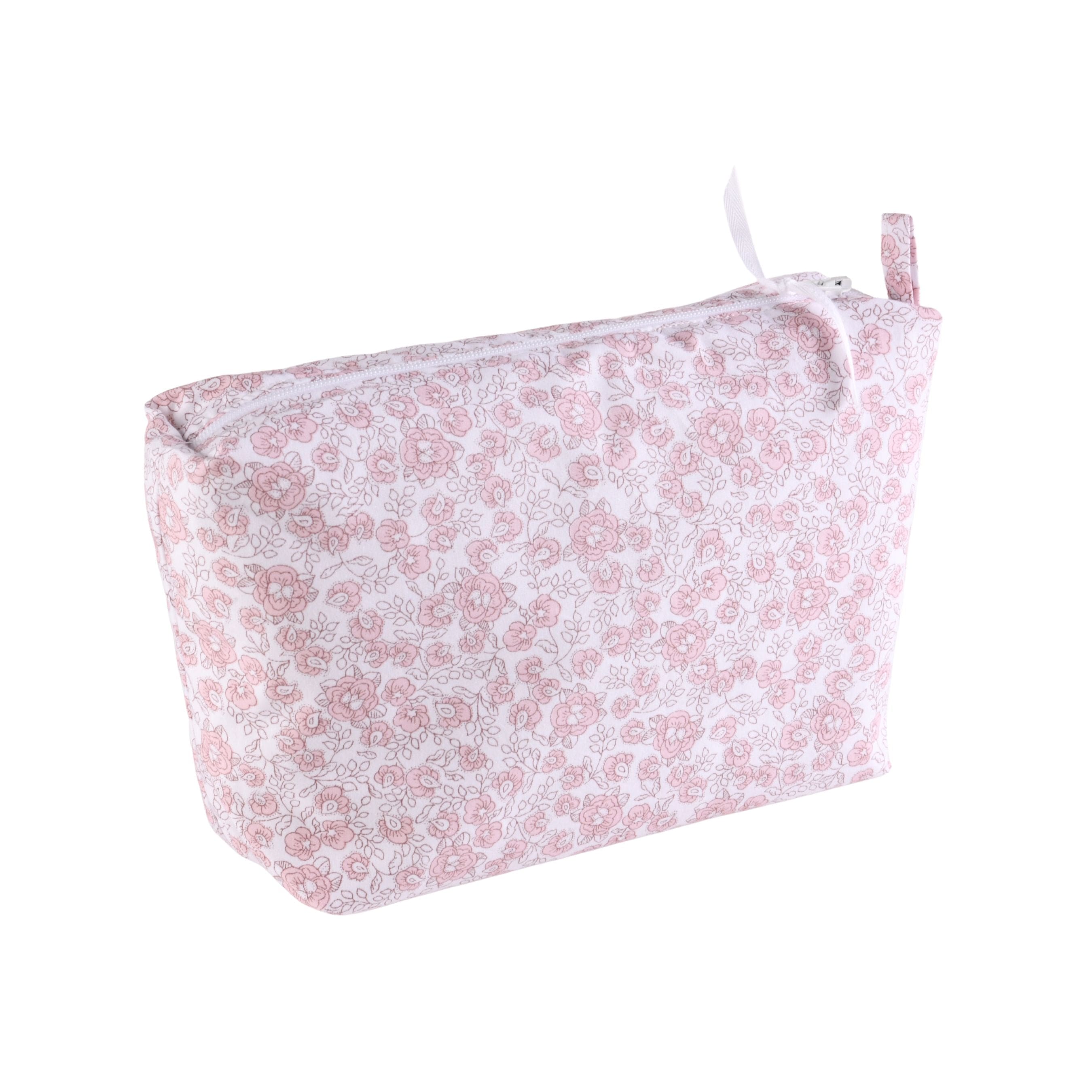 Rose Sweet | Girls Personalised Pink Floral Cotton Wash Bag (26cm)