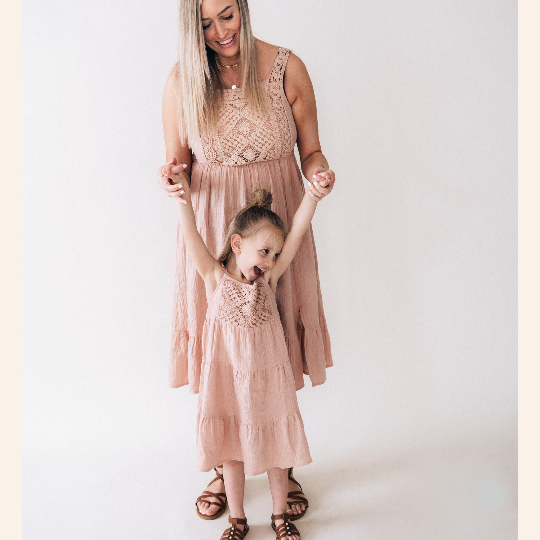 Dusty Rose Crochet Mommy & Me Dress - Child