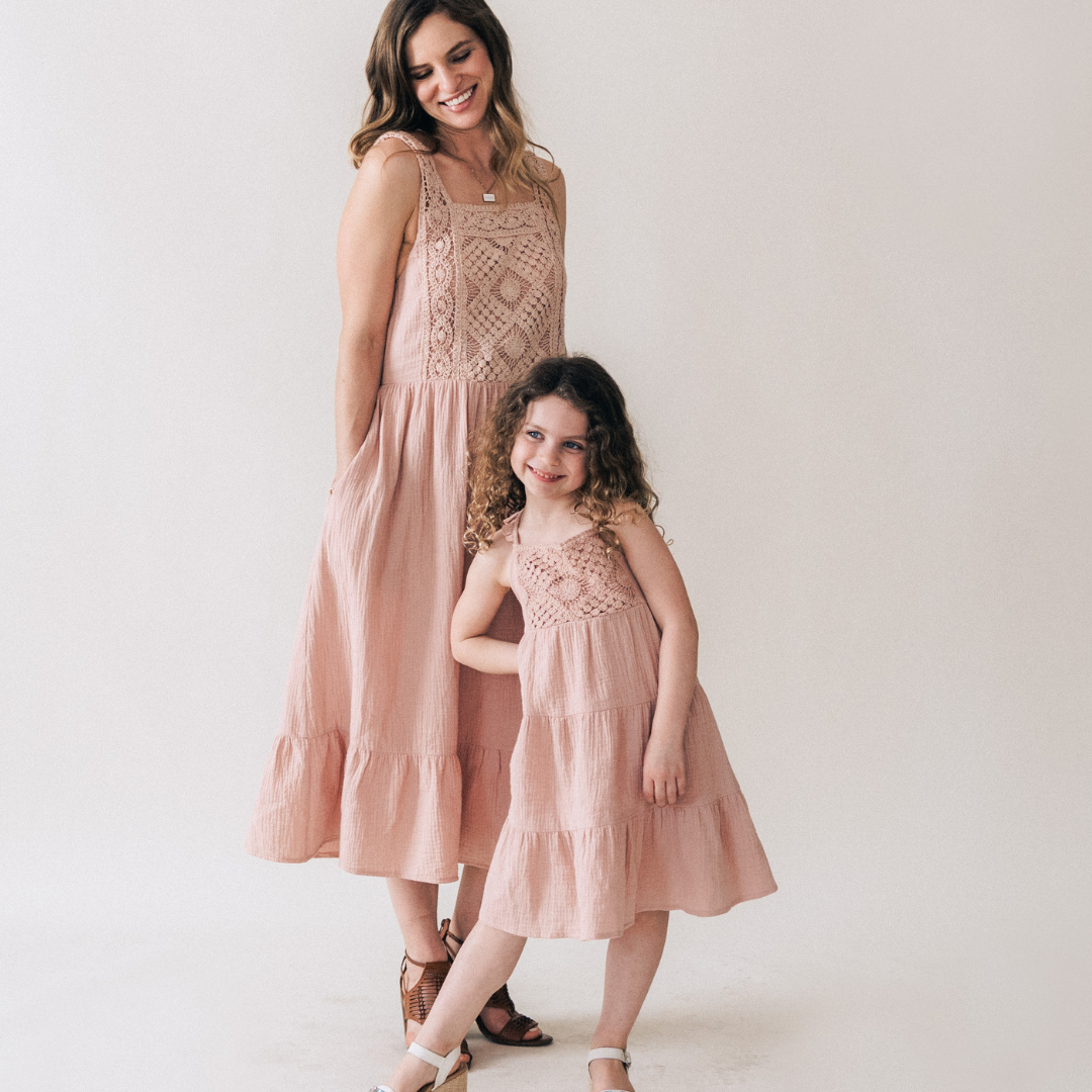 Dusty Rose Crochet Mommy & Me Dress - Child
