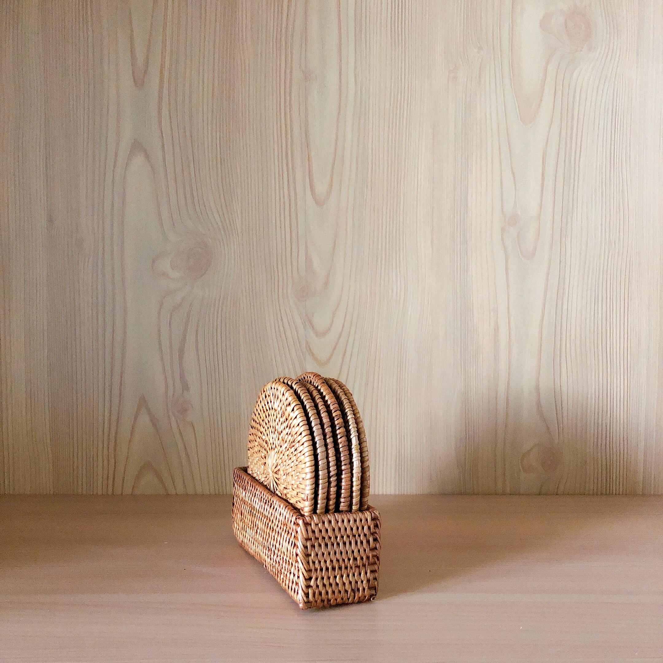 Bali Rattan Cup Coaster - Set Of 5