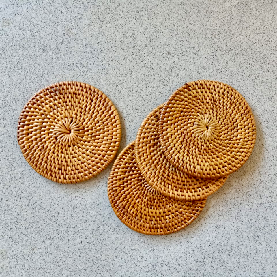 Bali Rattan Cup Coaster - Set Of 5