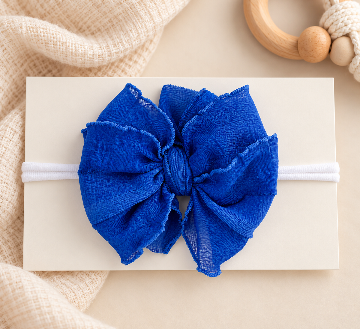 Royal Blue | Skinny Mini Nylon Ruffled Baby Headband