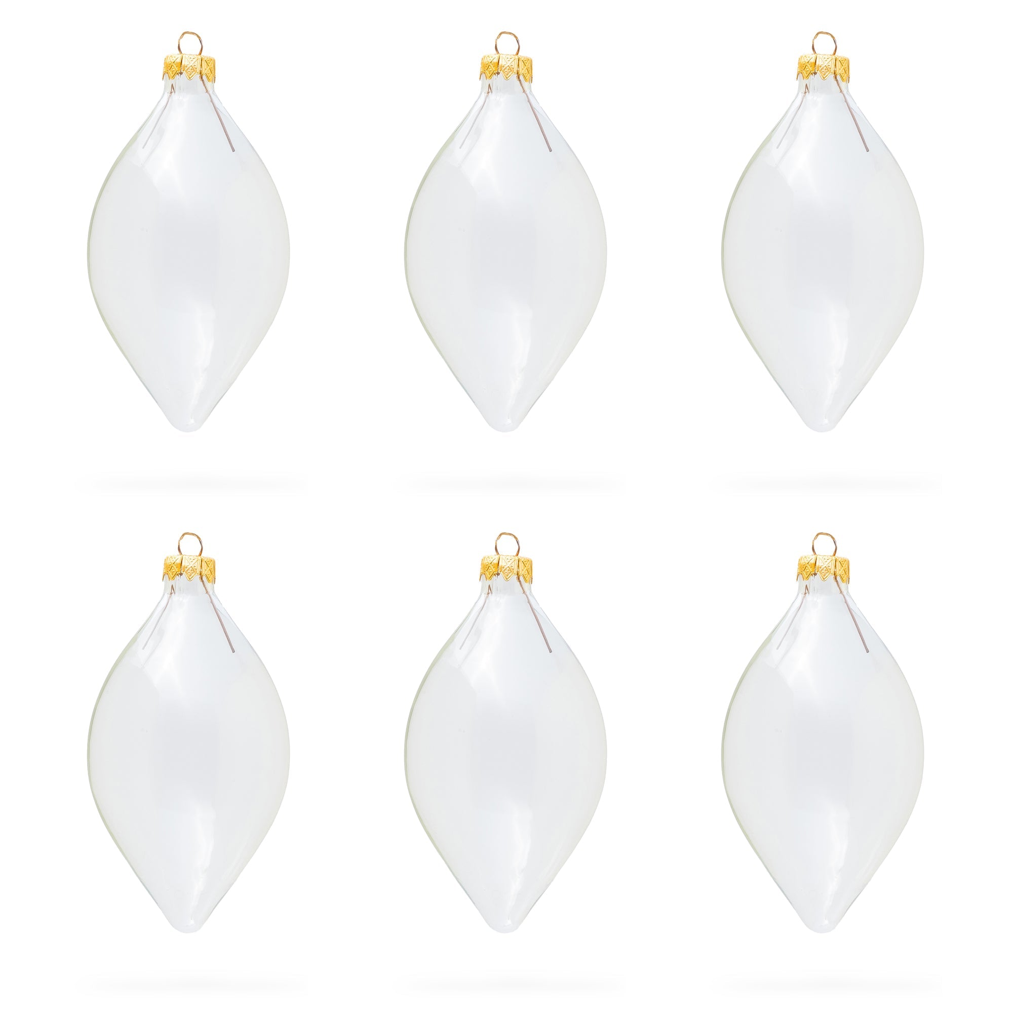 Set Of 6 Rhombus Shape Clear Glass Christmas Ornaments