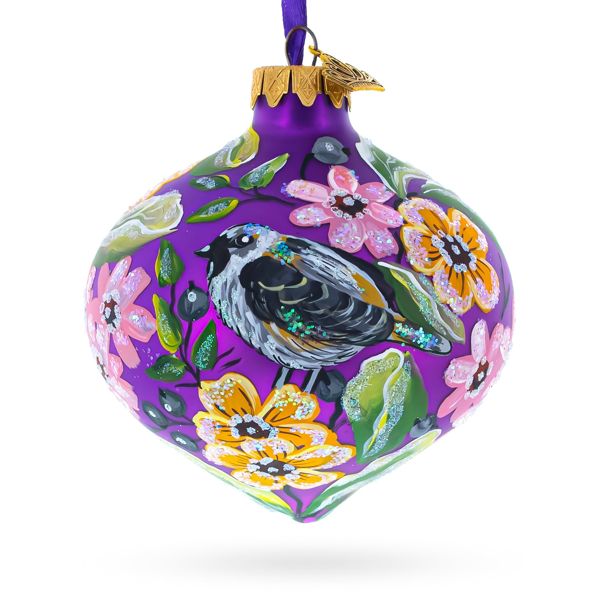 Birds Singing Extravaganza Glass Onion Finial Christmas Ornament