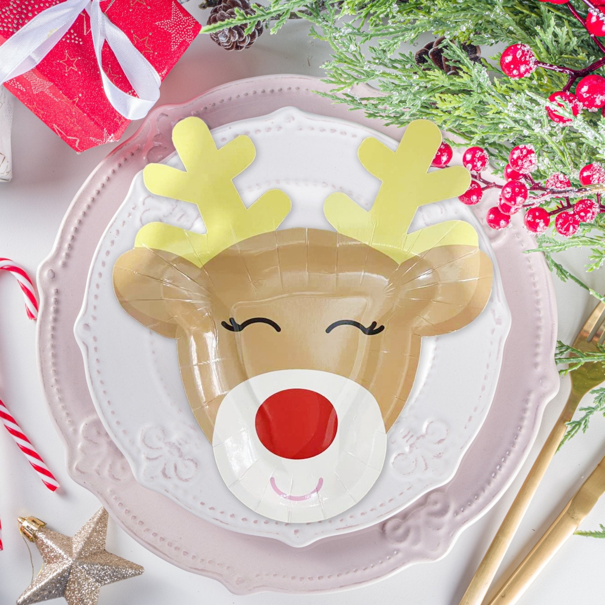 Rudolph The Reindeer Christmas Paper Plates
