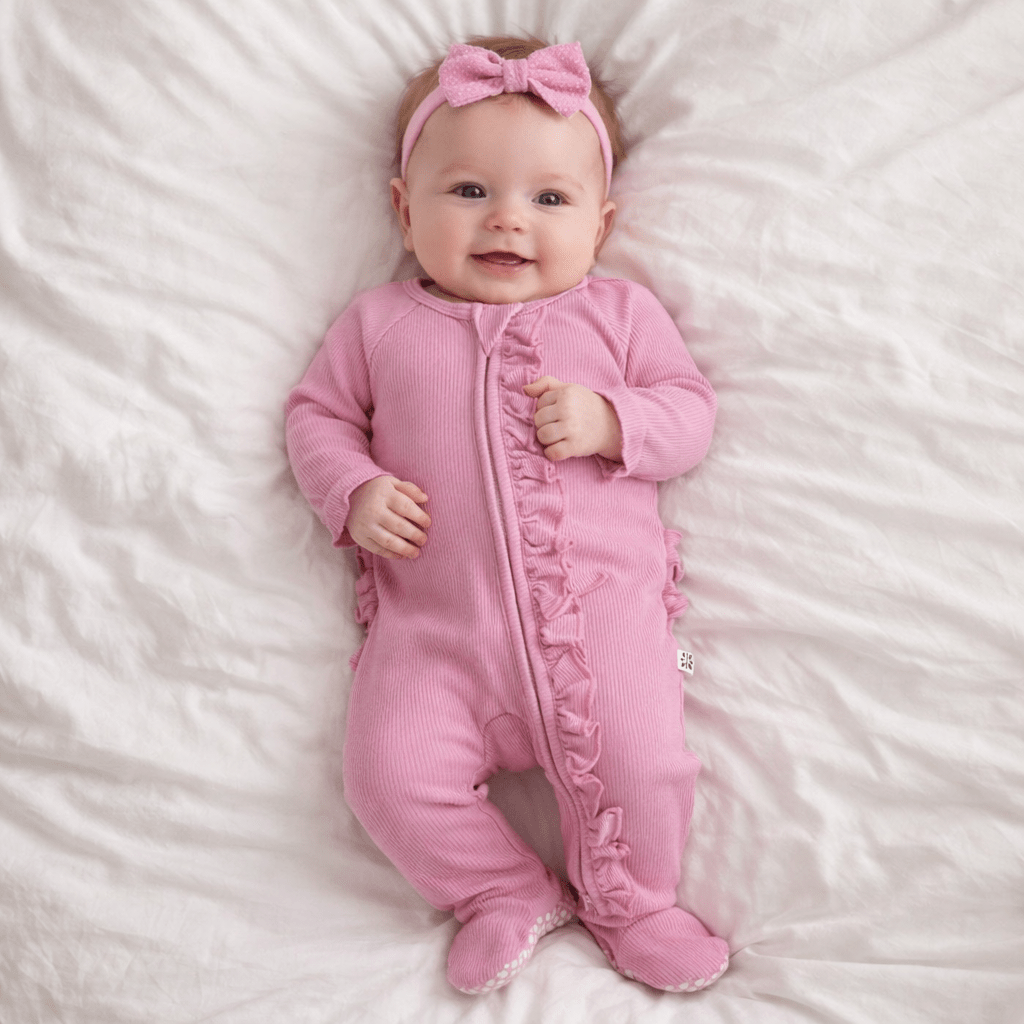 Ruffle Footie - Cashmere Rose Ribbed