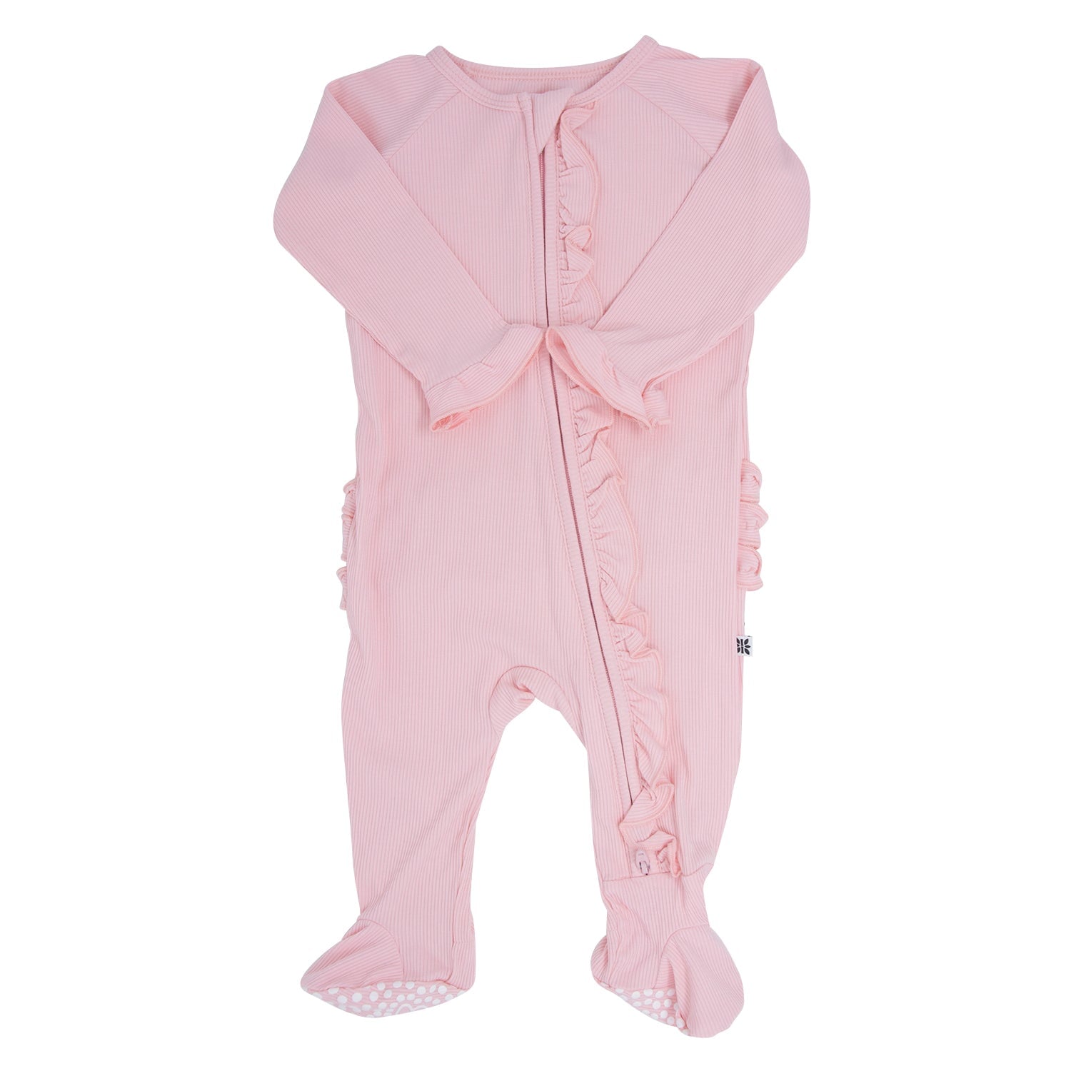 Ruffle Footie - Perfect Pink Ribbed