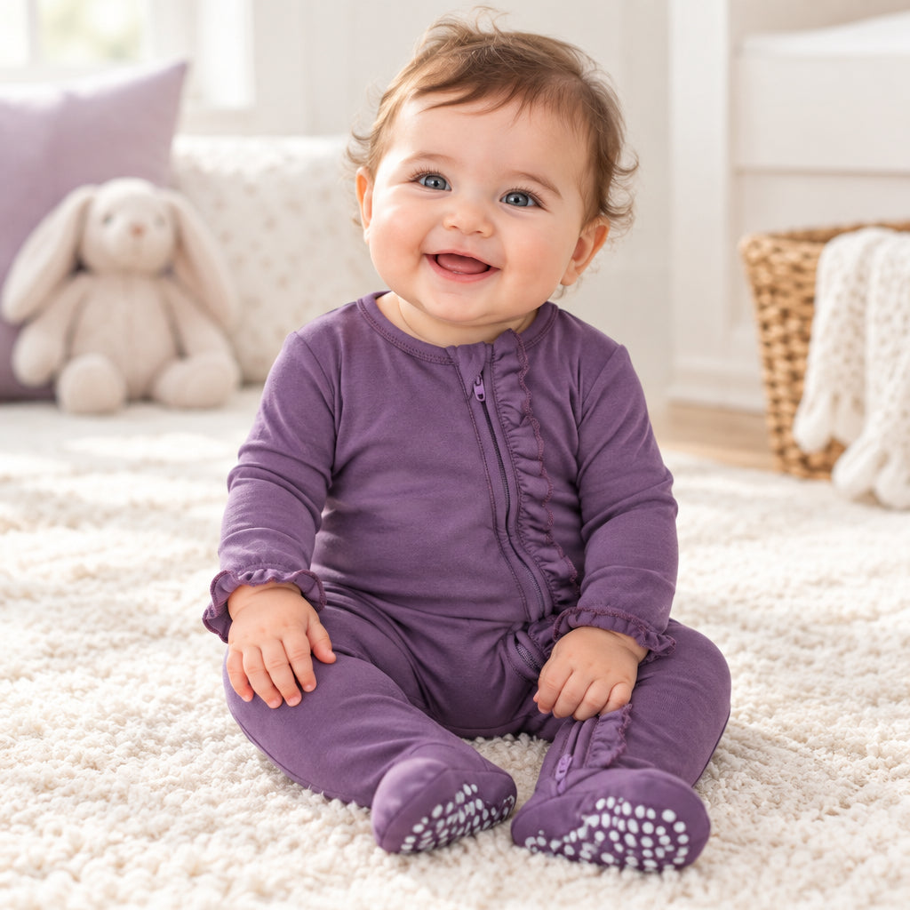 Ruffle Footie - Grape Jelly