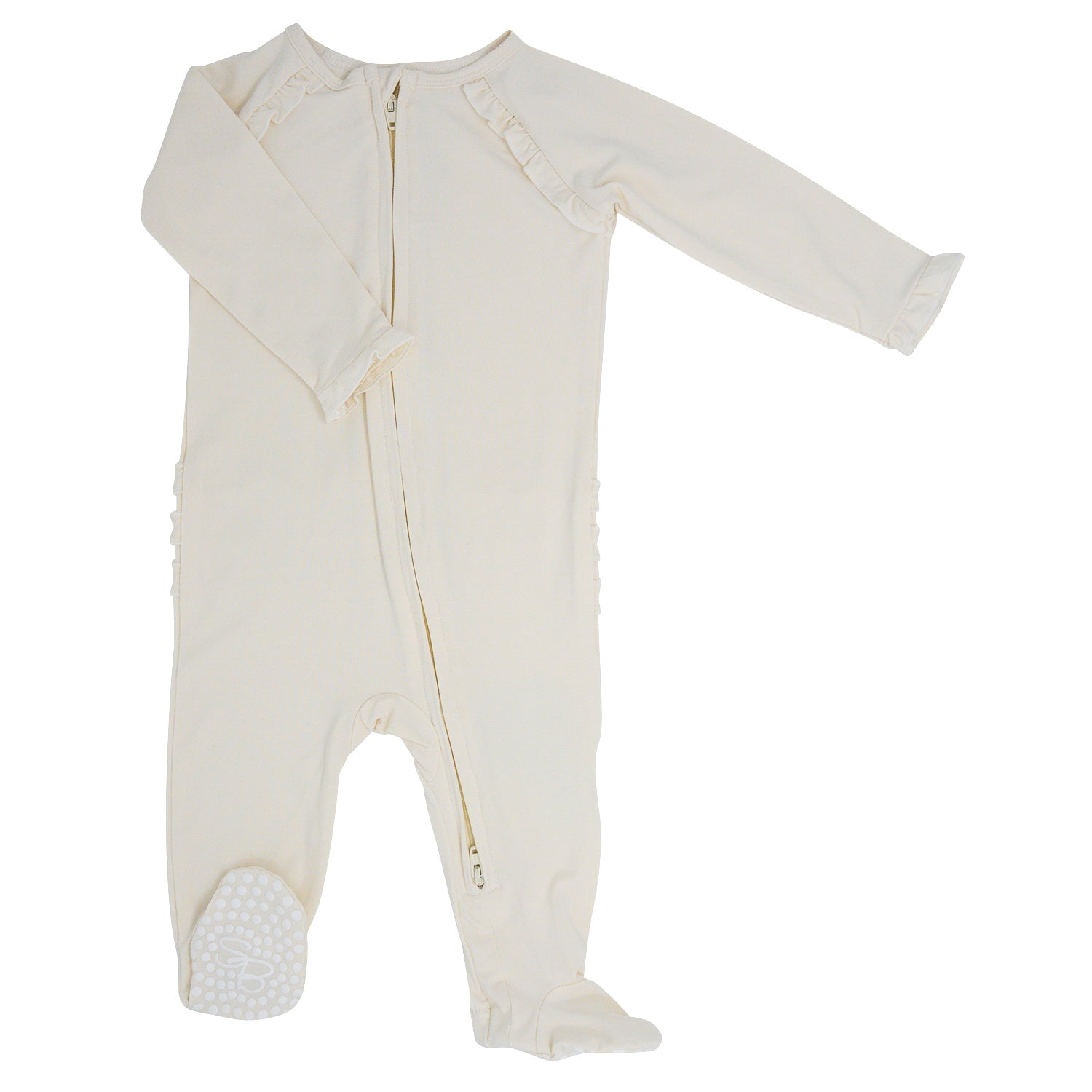 Ruffle Footie - Whispery White