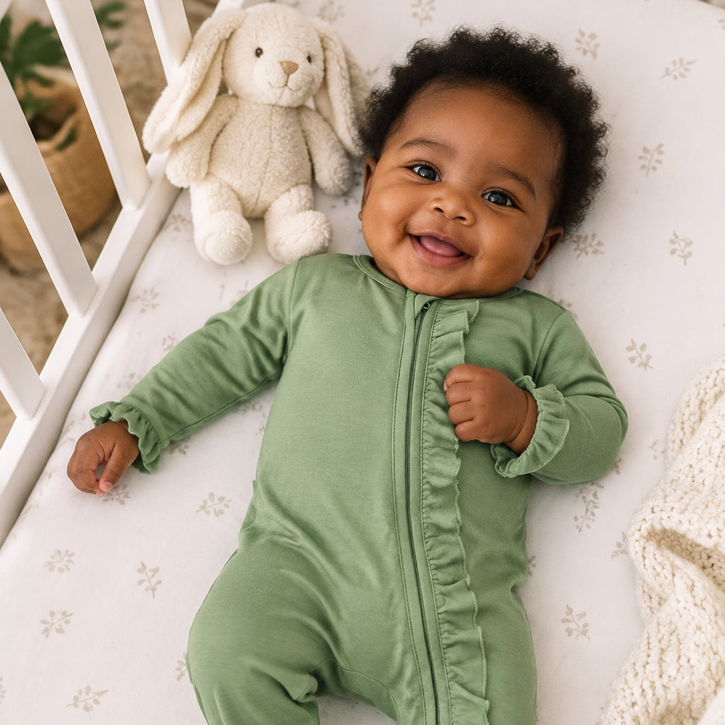 Ruffle Footie - Army Green