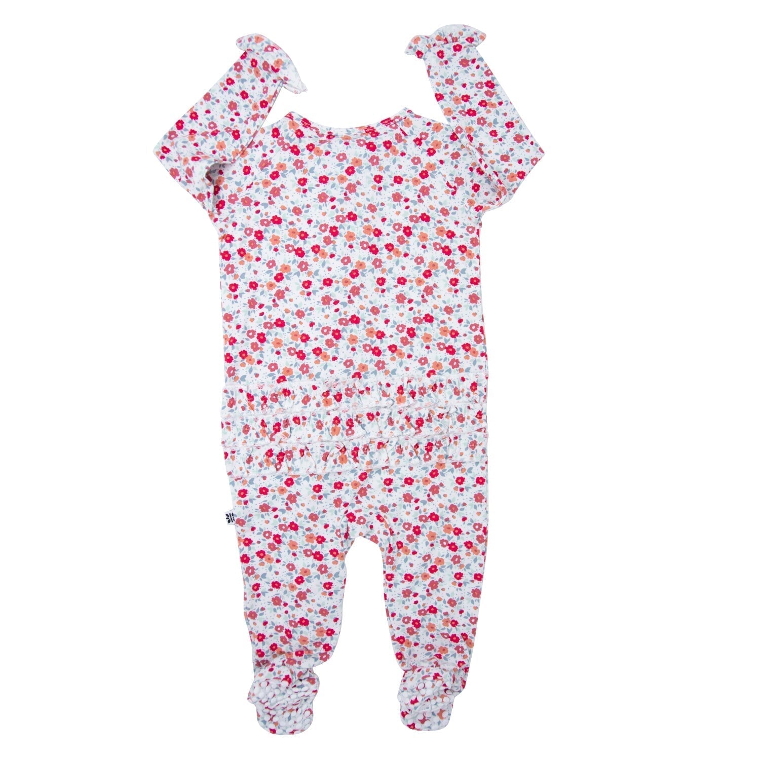 Ruffle Footie - Crimson Floral