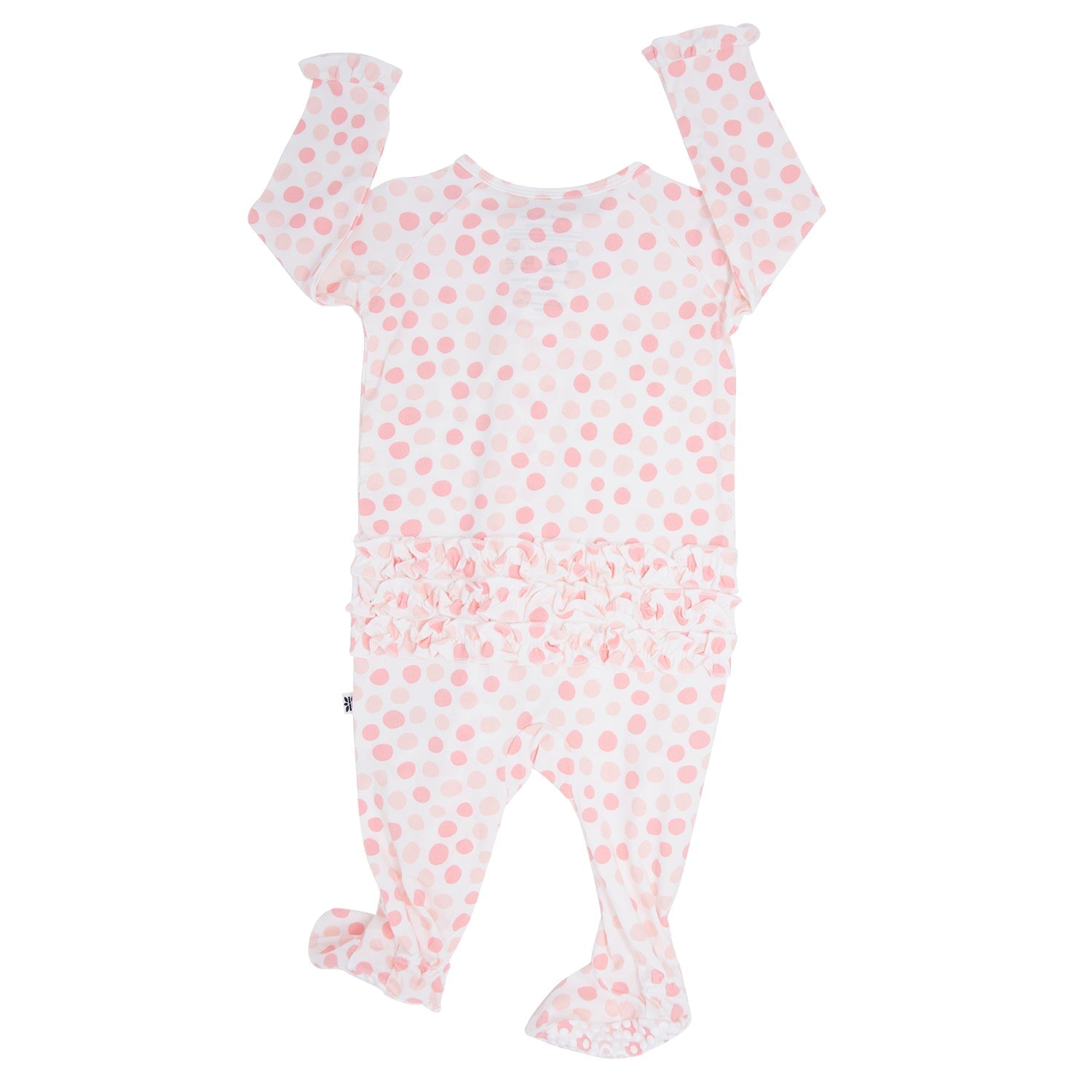 Ruffle Footie - Polka Dot Pink