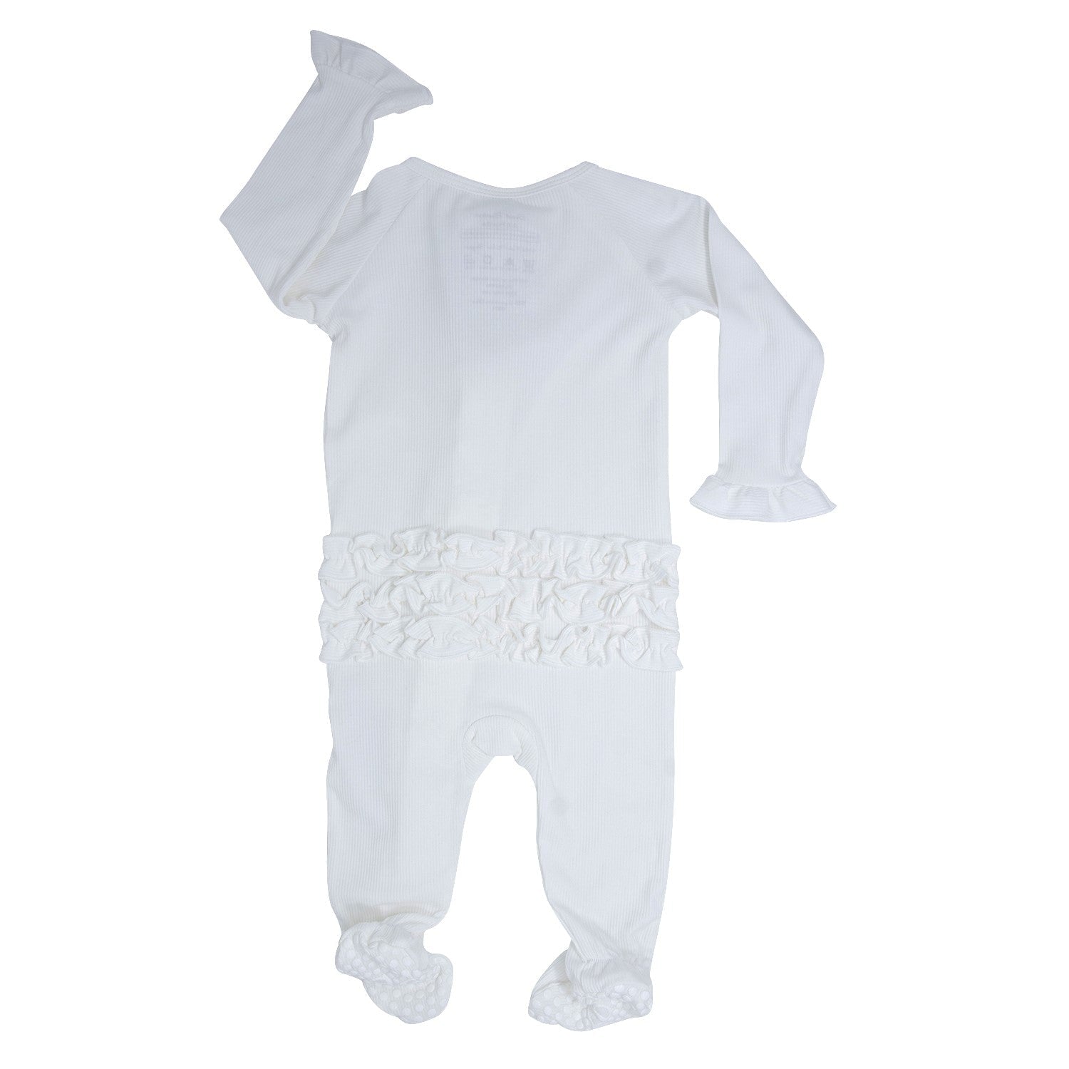 Ruffle Footie - Pure White Ribbed