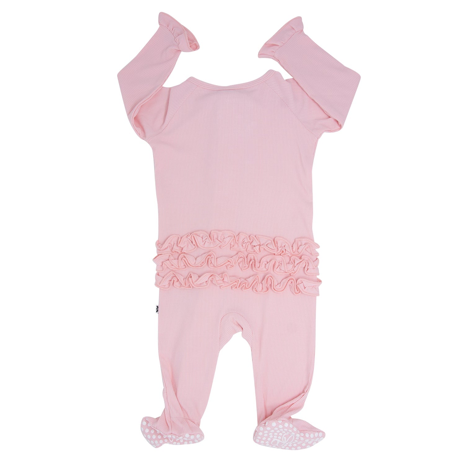 Ruffle Footie - Perfect Pink Ribbed