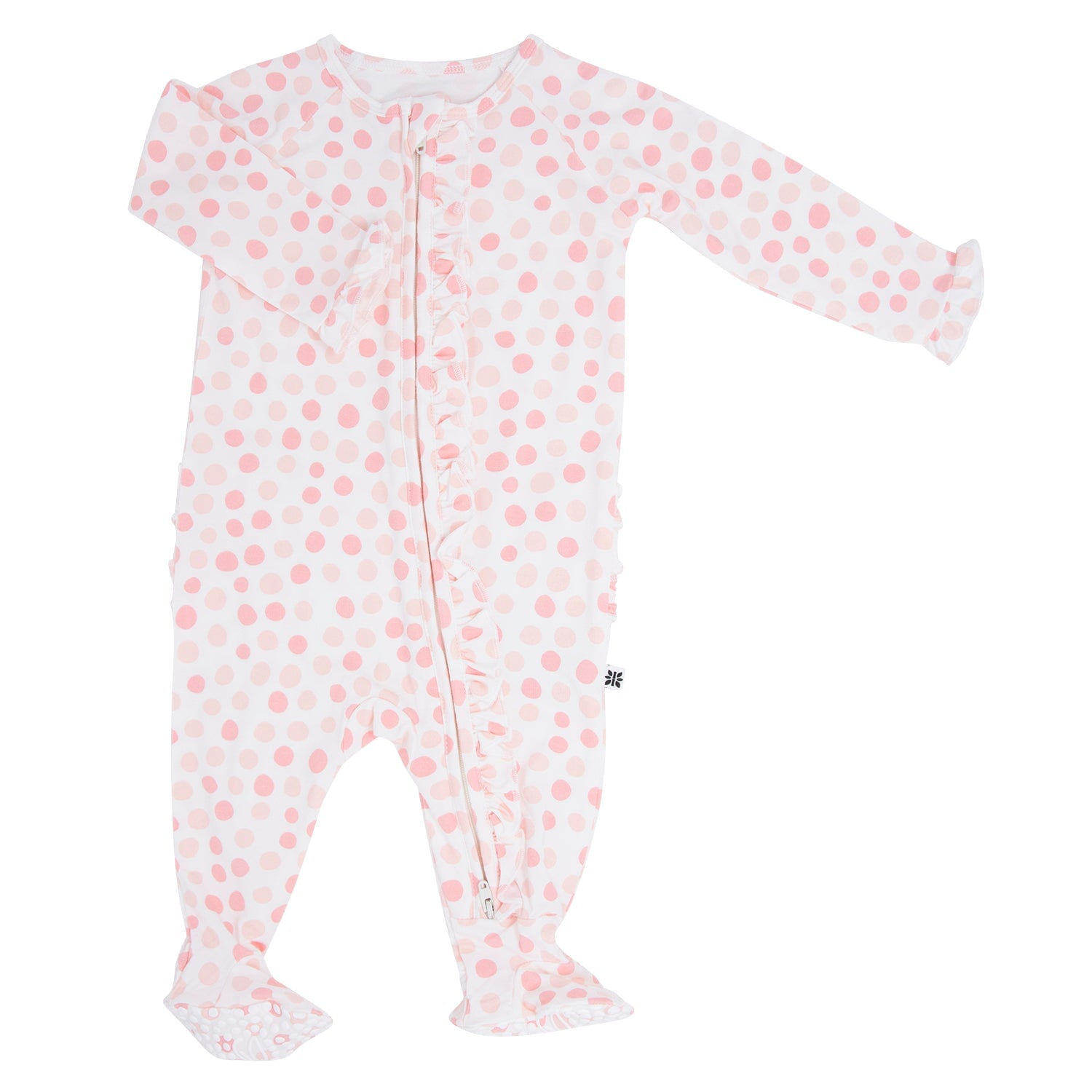 Ruffle Footie - Polka Dot Pink