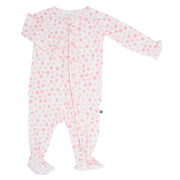 Ruffle Footie - Polka Dot Pink