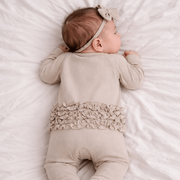Ruffle Footie - Oatmeal Ribbed