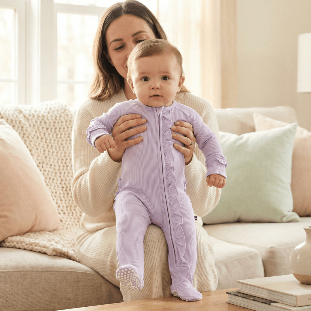 Ruffle Footie - Orchid Petal Ribbed