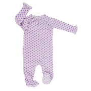 Ruffle Footie - Purple Hearts