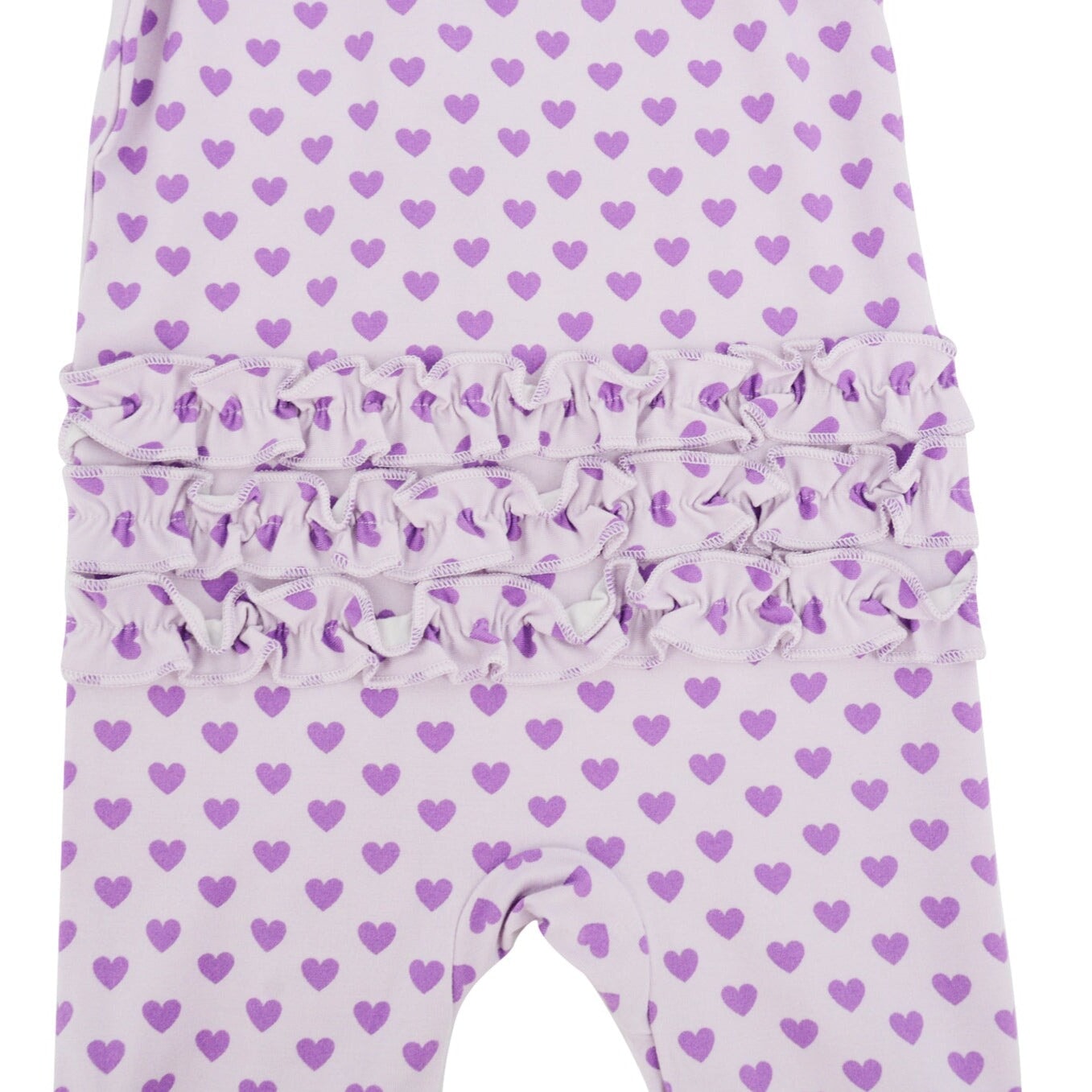 Ruffle Footie - Purple Hearts