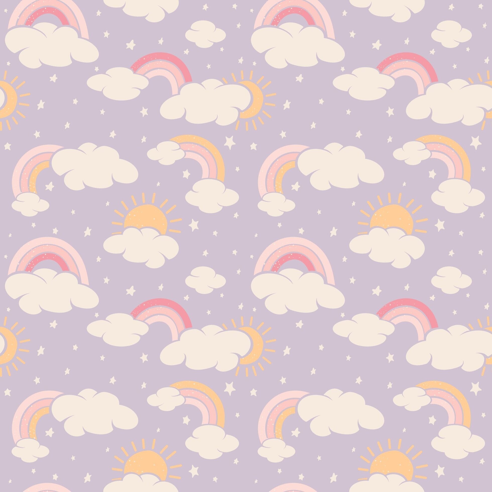 Lavender Rainbows And Clouds Ruffle Baby Footie