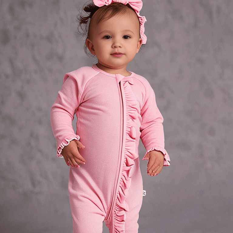 Ruffle Footie - Pink Suede