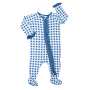Ruffle Footie - Blue Gingham
