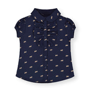 Ruffle Front Shirt With Puff Sleeves - Baby