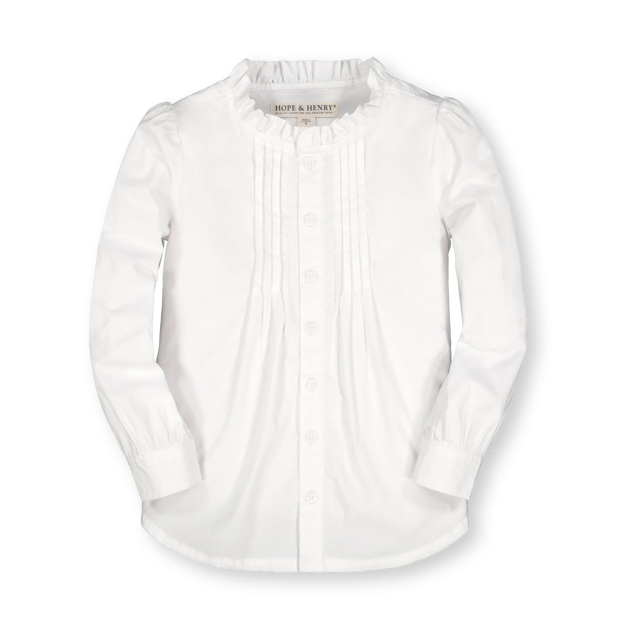 Ruffle Neck Organic Blouse With Pintucks - Baby