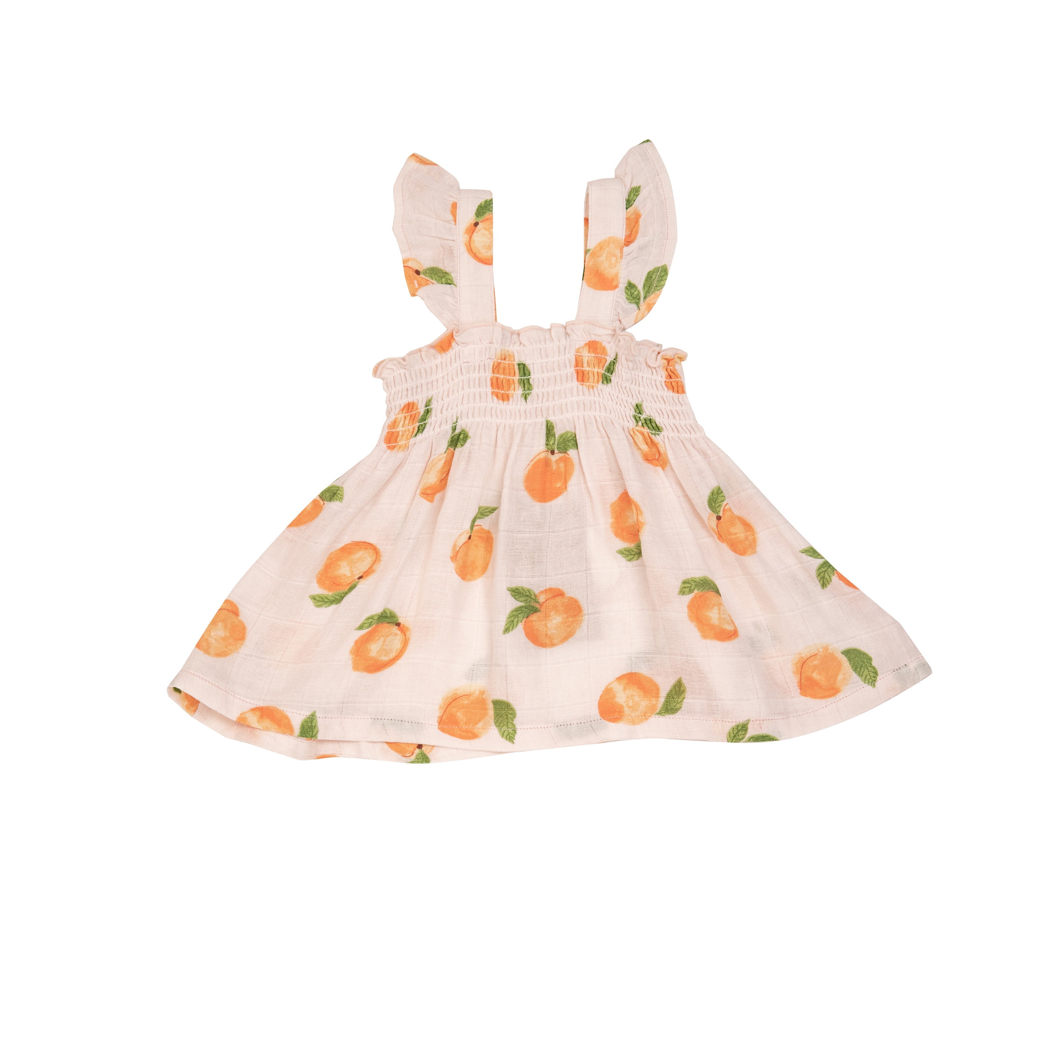 Ruffle Strap Smocked Top And Diaper Cover - Peaches