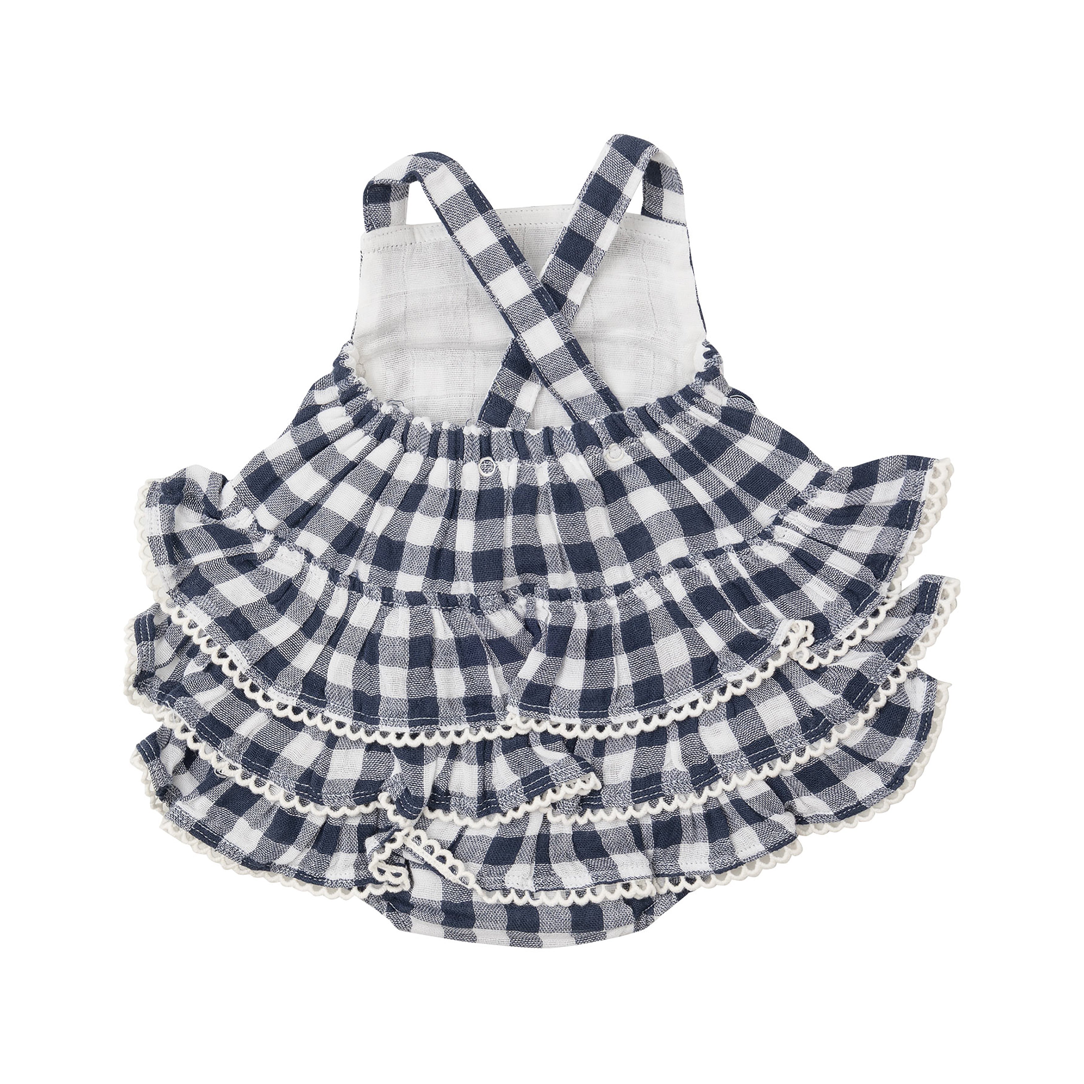 Ruffle Sunsuit - Gingham Navy