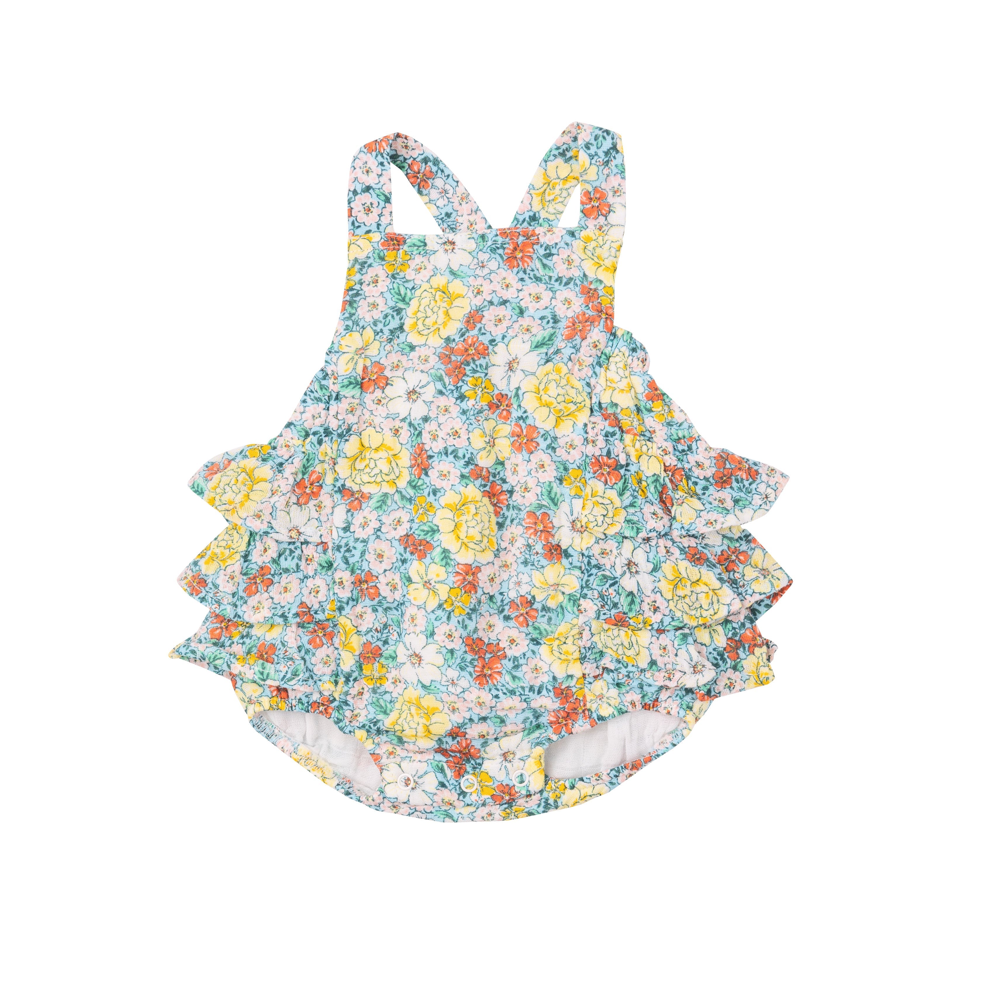 Ruffle Sunsuit - Golden Peony Floral