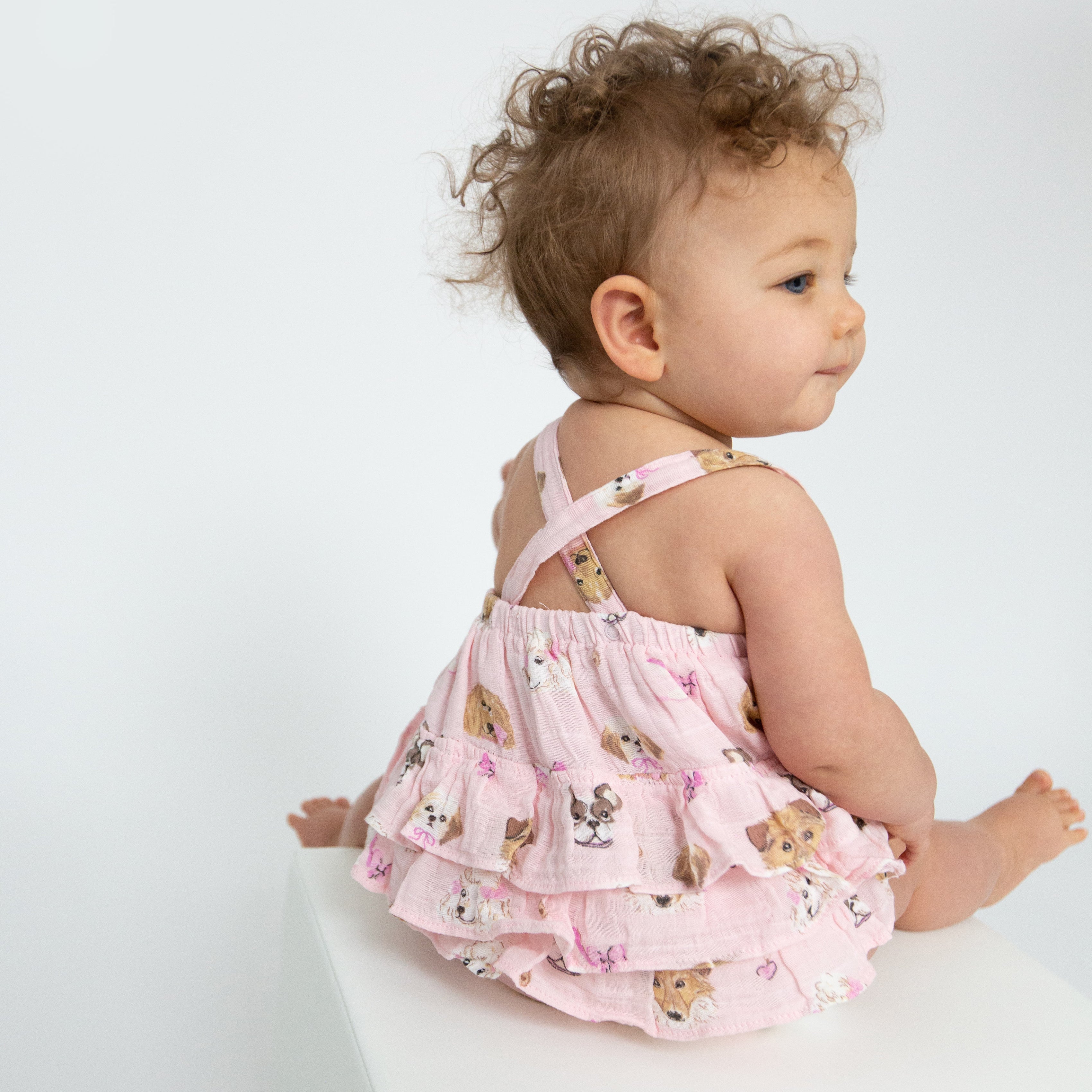 Ruffle Sunsuit - Pretty Puppy Faces