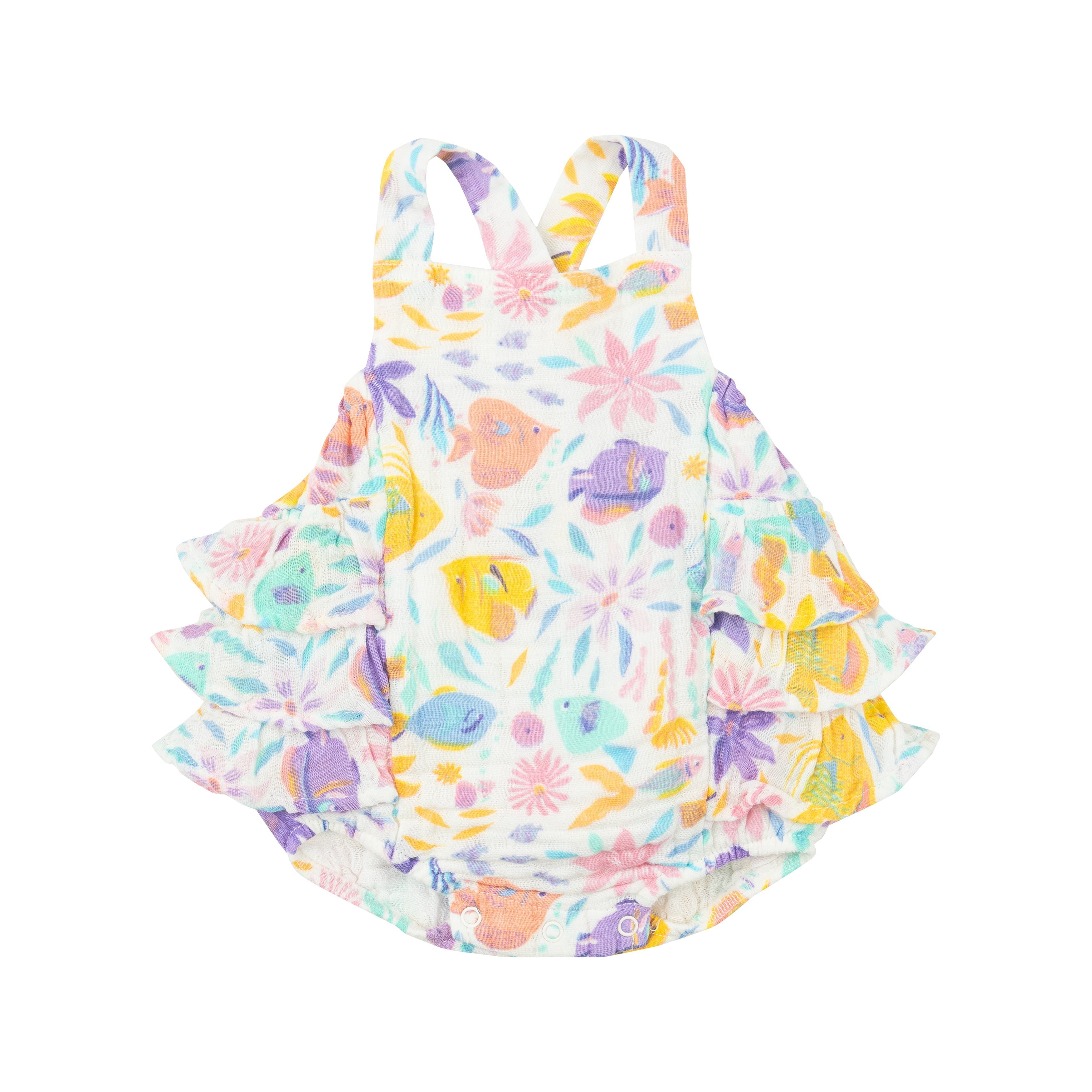 Ruffle Sunsuit - Tropical Fish Floral